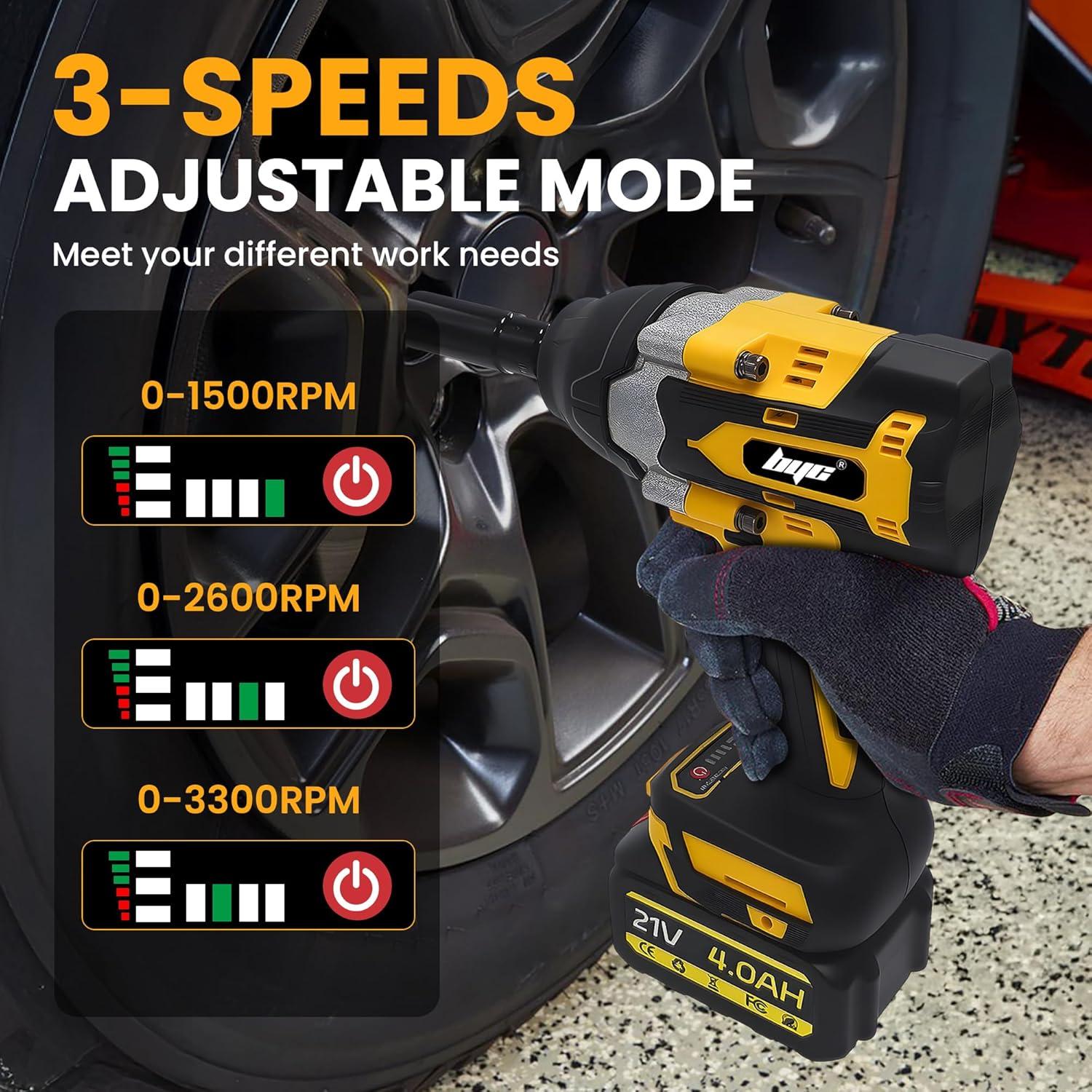 Llave de Impacto Inalámbrica RAYLEEY 1/2" 1000 Nm 3300 RPM