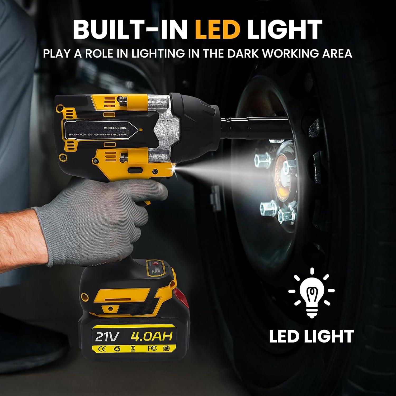 Llave de Impacto Inalámbrica RAYLEEY 1/2" 1000 Nm 3300 RPM