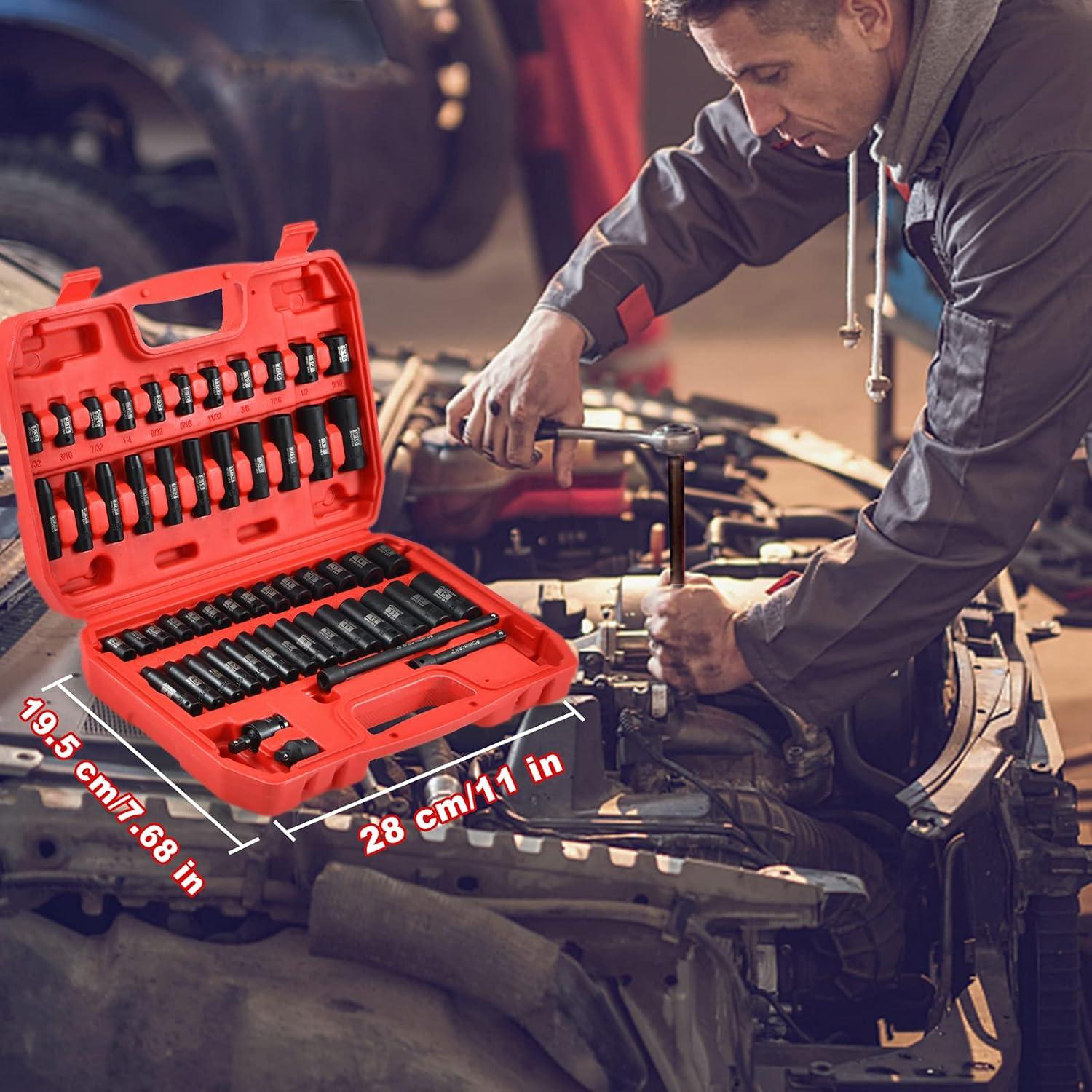 Juego de Enchufes de Impacto AOBEN 54 Piezas 1/4" Cr-V