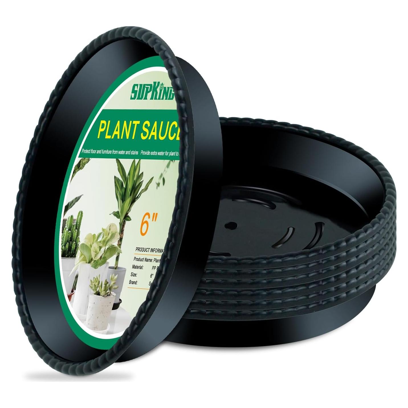 Bandejas de Goteo para Macetas SupKing 15.24 cm Negras - 6 Piezas