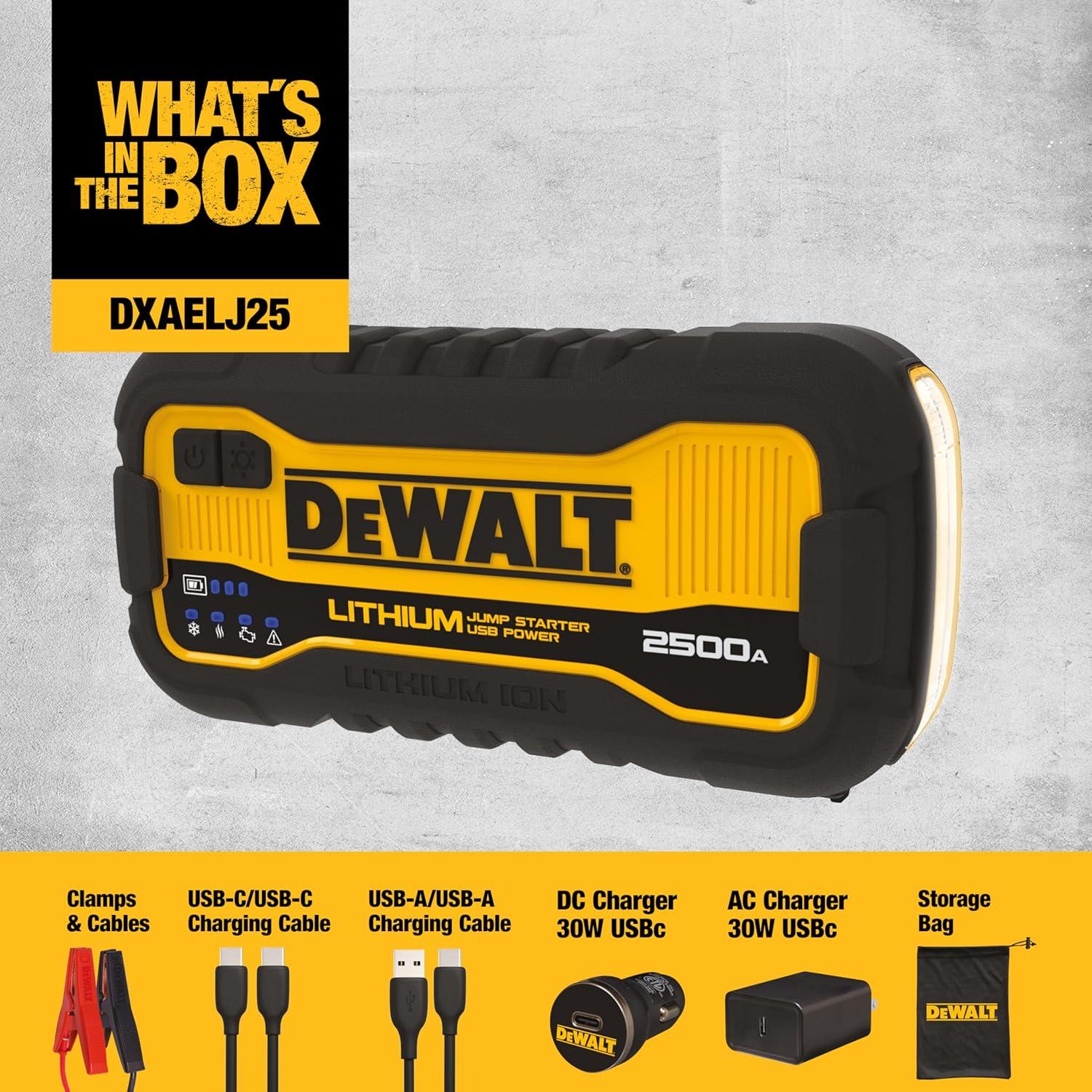 Arrancador Portátil DEWALT DXAELJ25 2500 Amperios Pico USB