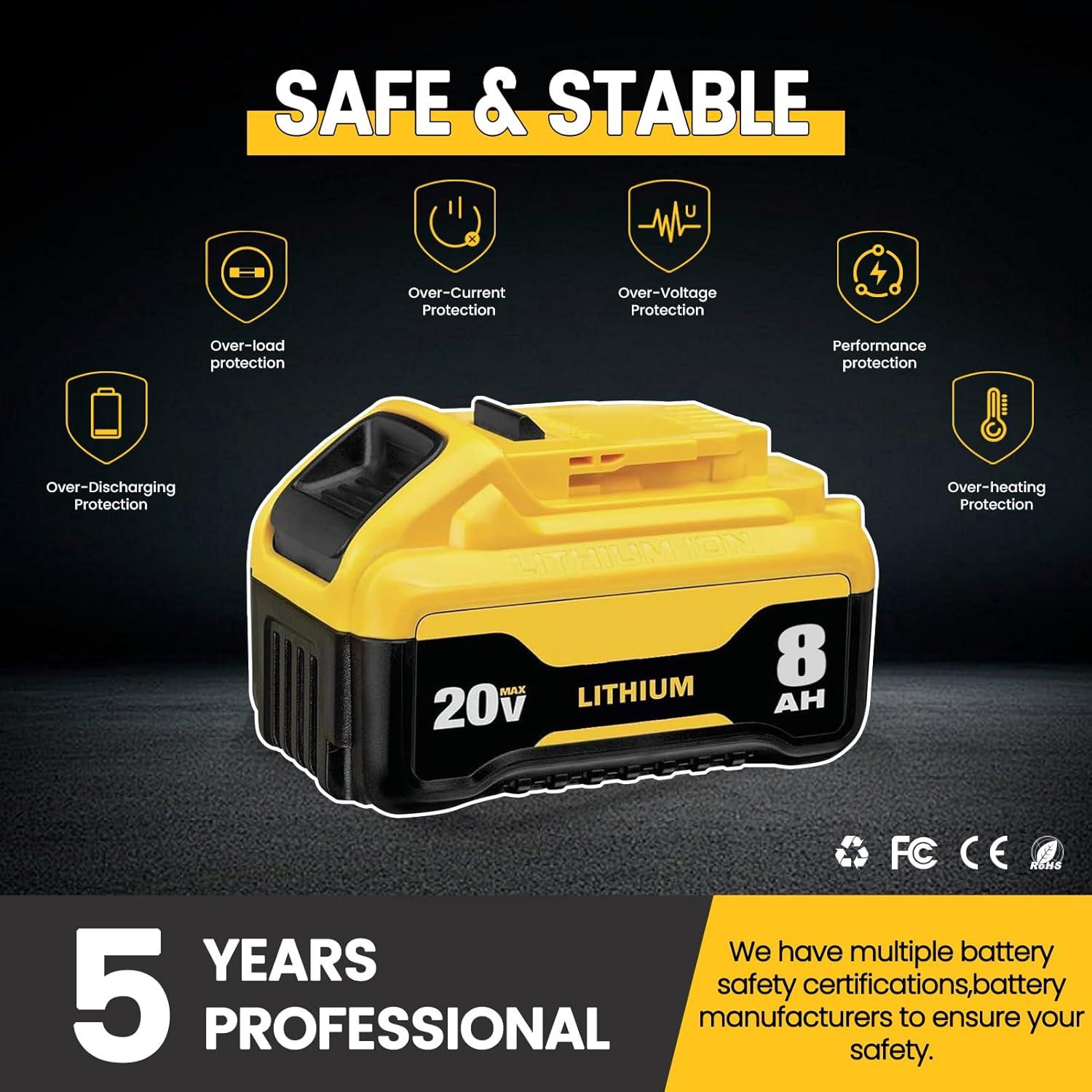 Batería de iones de litio 8.0Ah DeWalt DCB200 - 2 Paquetes