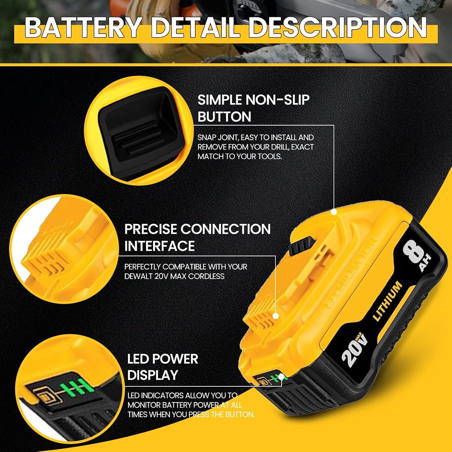 Batería de iones de litio 8.0Ah DeWalt DCB200 - 2 Paquetes