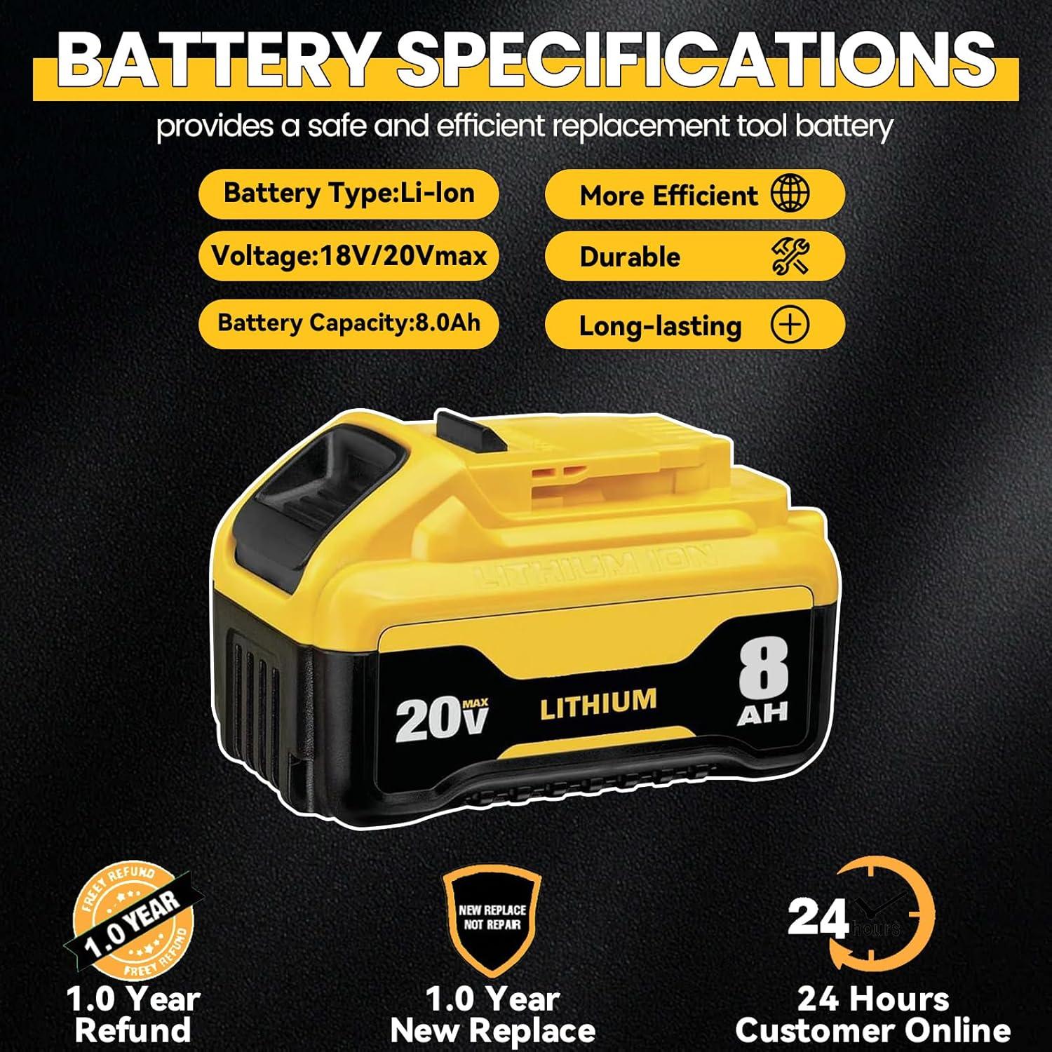 Batería de iones de litio 8.0Ah DeWalt DCB200 - 2 Paquetes