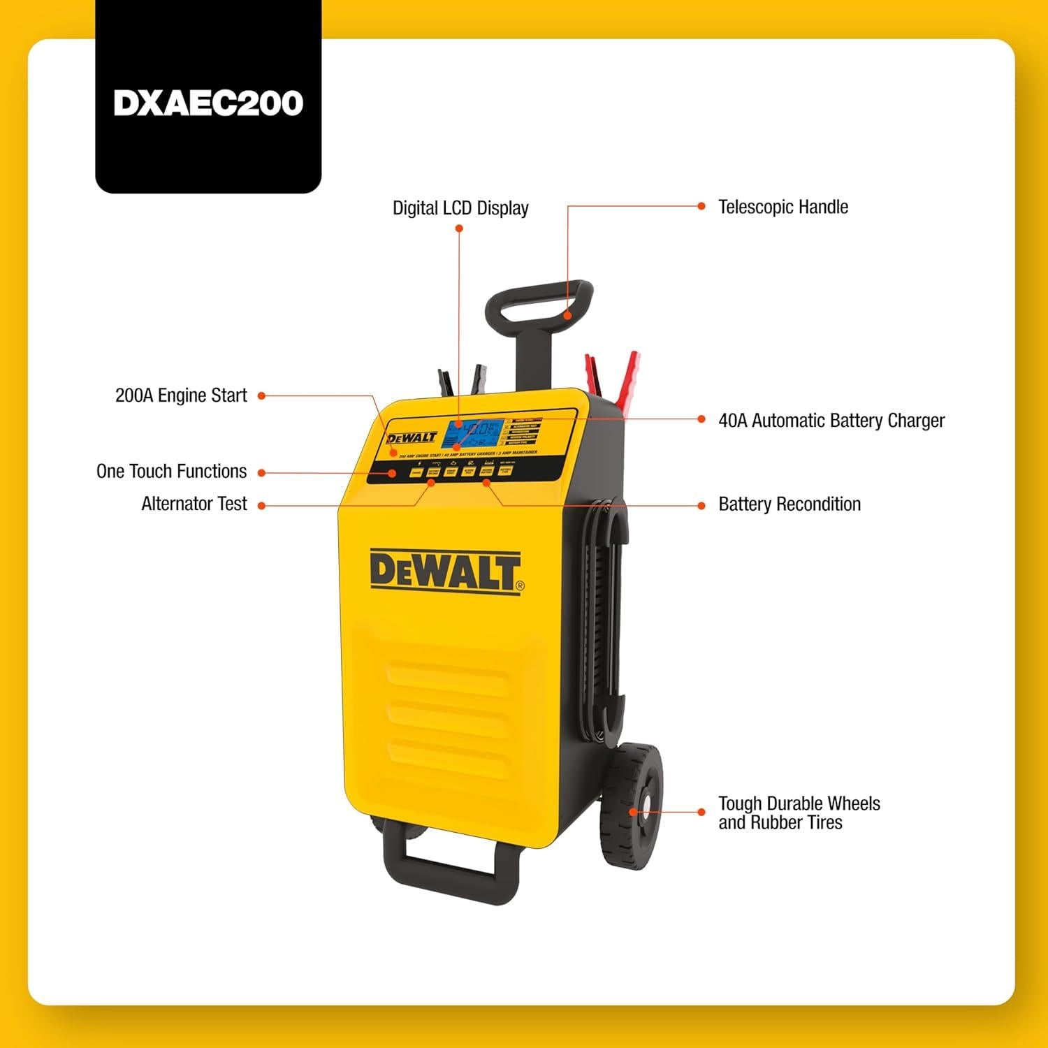 Cargador de Batería DeWalt DXAEC200 200A 40A 12V Portátil