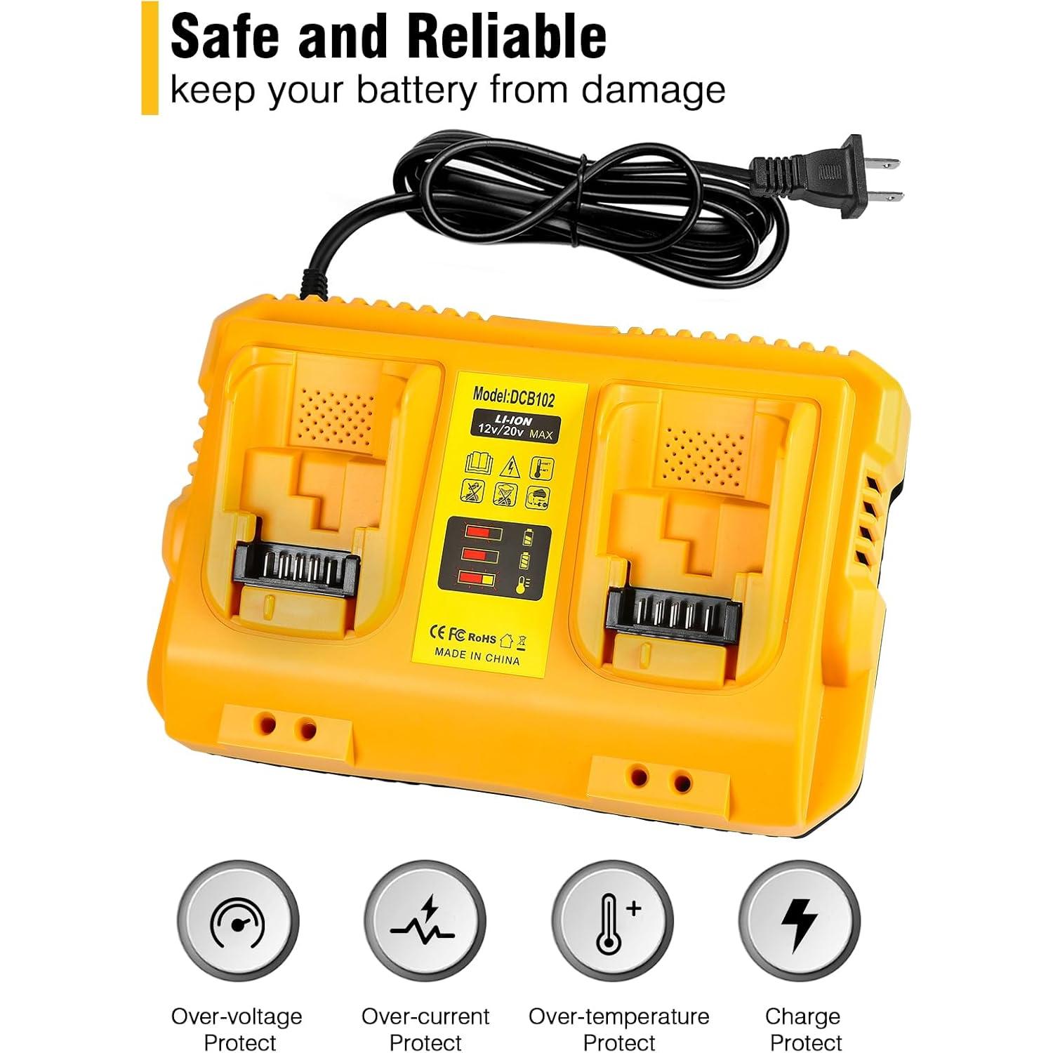 Cargador DCB102 COOMYXIN 20V MAX Doble Puerto para Dewalt