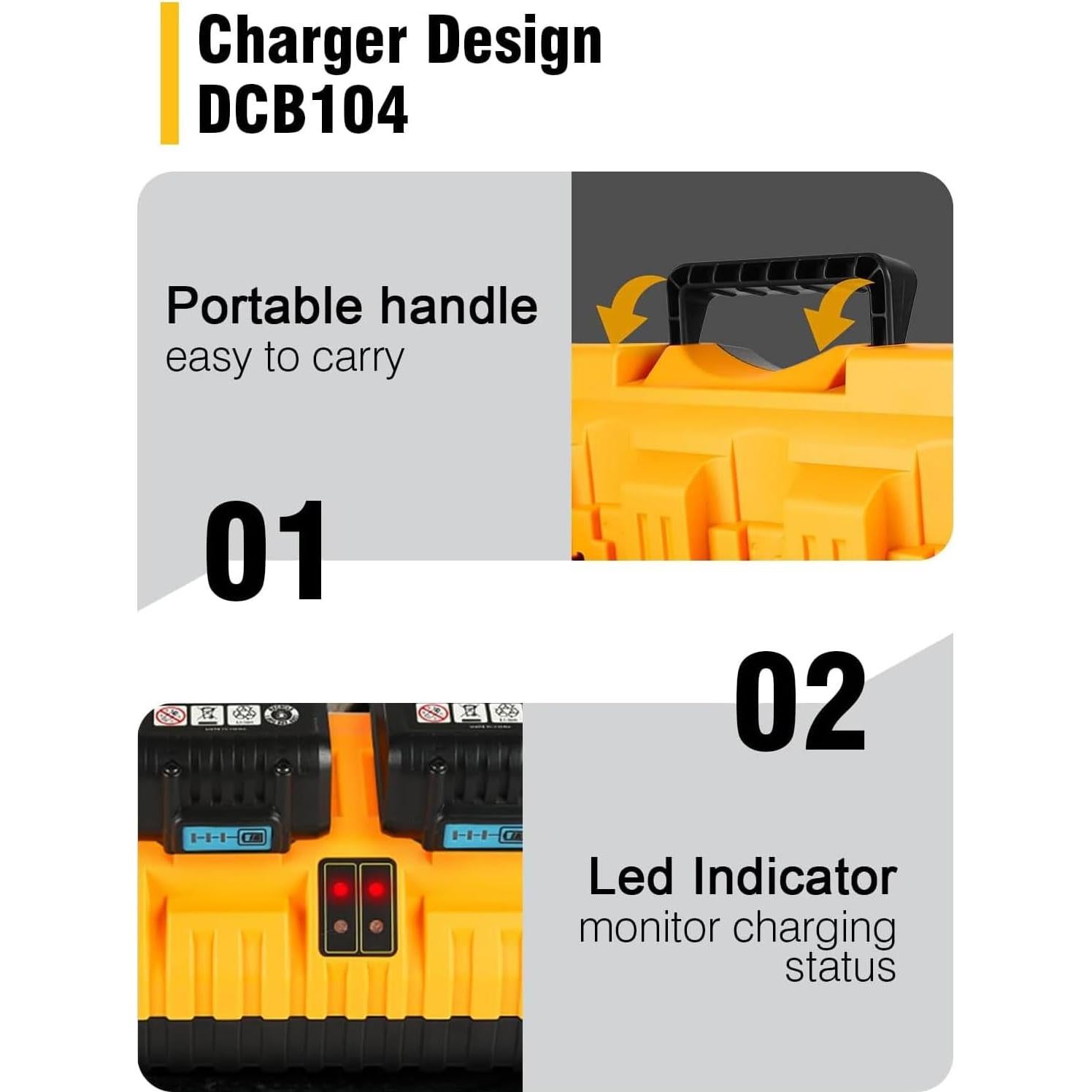 Cargador de Batería DCB104 COOMYXIN 20V MAX 4 Puertos USB