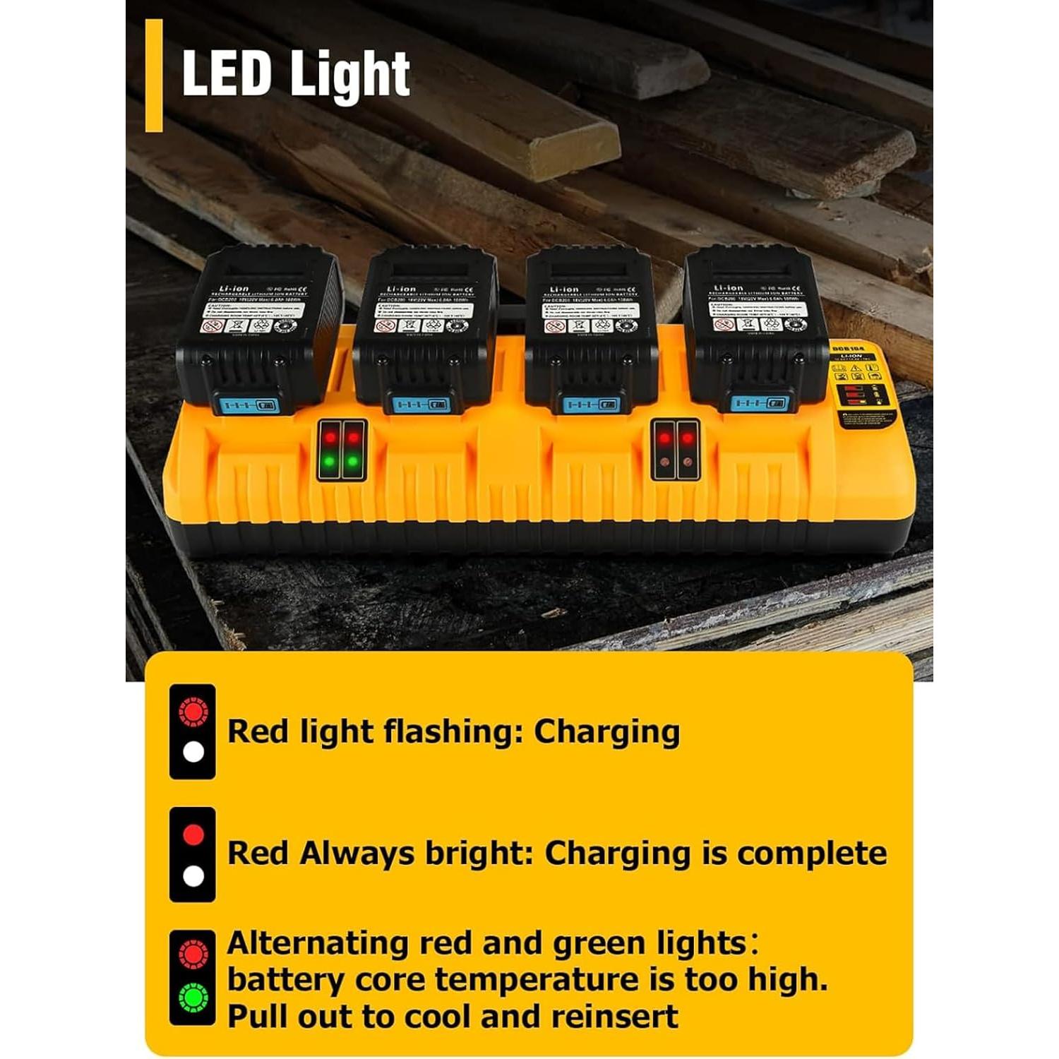 Cargador de Batería DCB104 COOMYXIN 20V MAX 4 Puertos USB