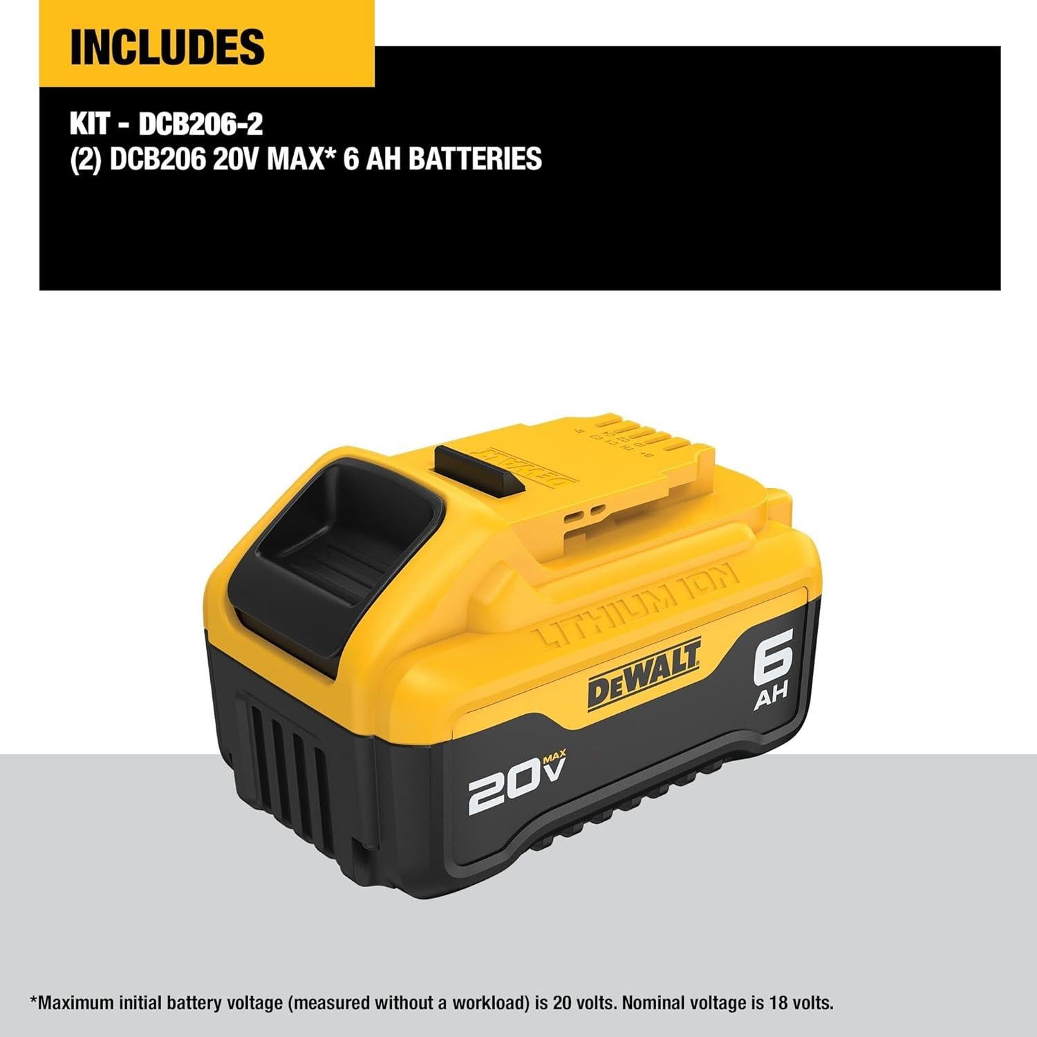 Batería de Litio Ión 20V MAX Dewalt DCB206-2 6Ah 2-Pack