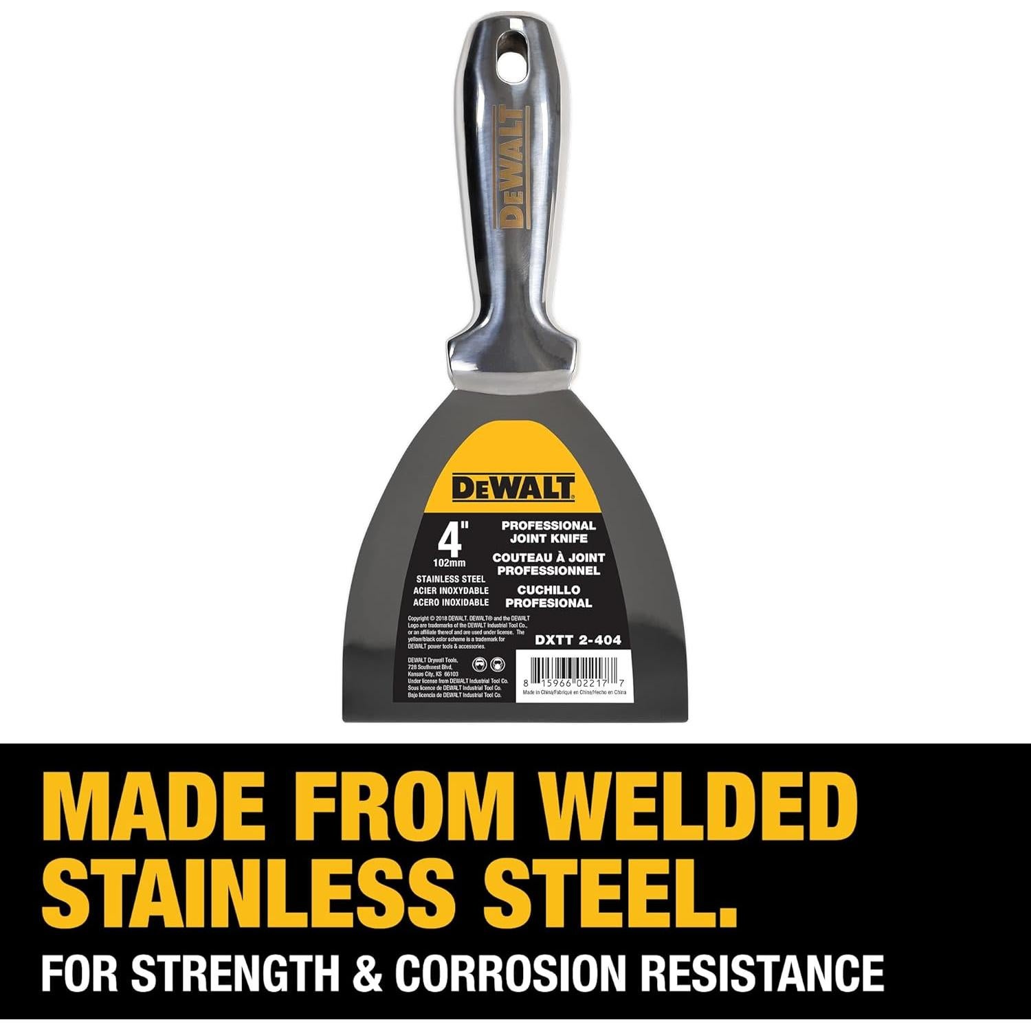 Cuchillo de Junta DEWALT 4" Acero Inoxidable 10.16 cm