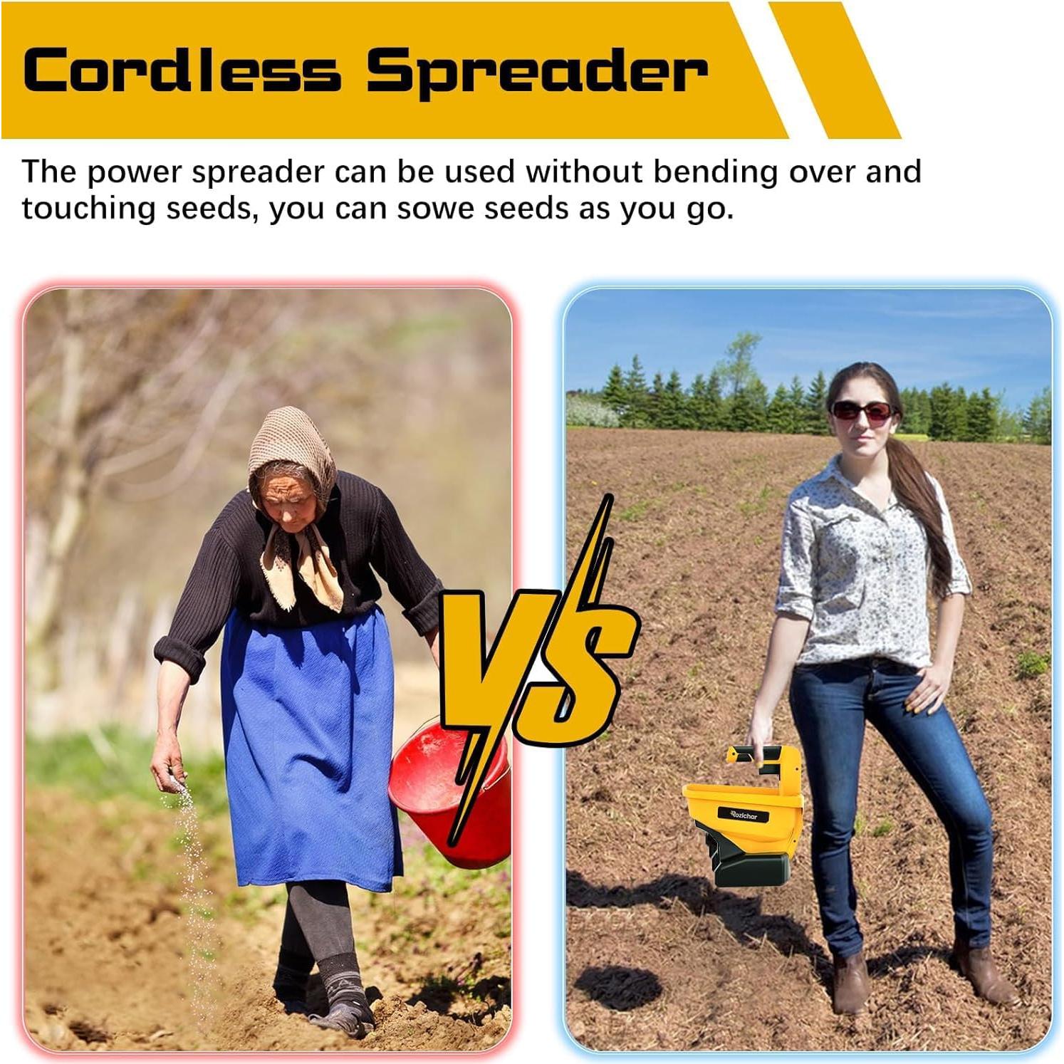 Esparcidor de Semillas Rozlchar 20V/60V para Césped 1.30 kg