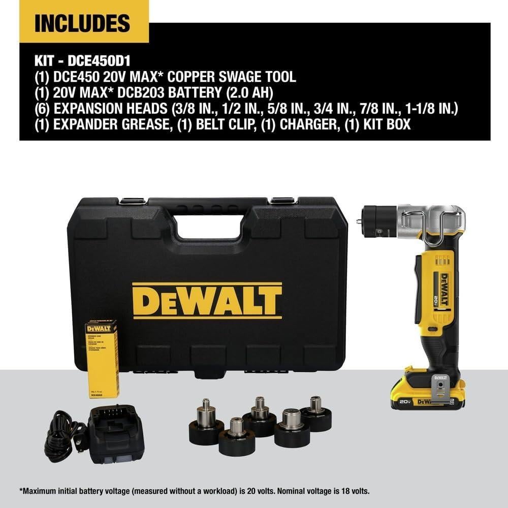 Kit de Expansión de Cobre DEWALT 20V MAX con 6 Cabezas