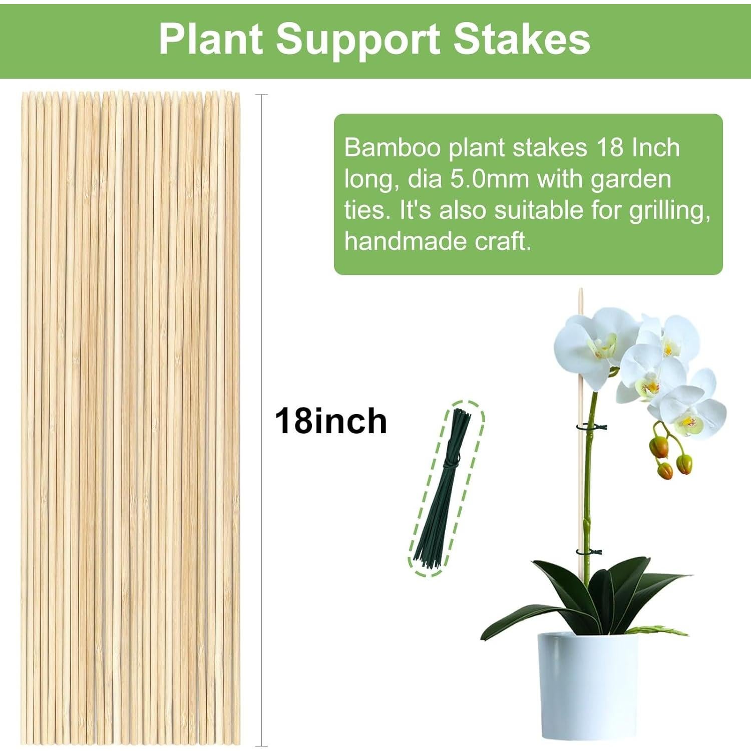Estacas de Bambú para Jardinería 45.72 cm - 40 PCS