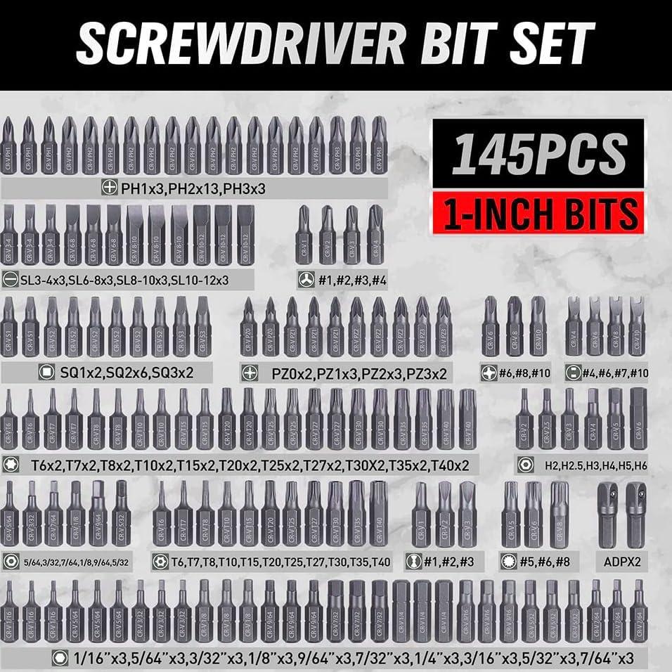 Juego de Puntas de Destornillador TOHOME 232 Piezas Acero CR-V