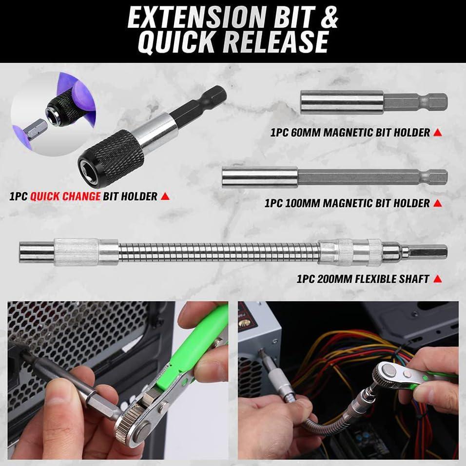 Juego de Puntas de Destornillador TOHOME 232 Piezas Acero CR-V