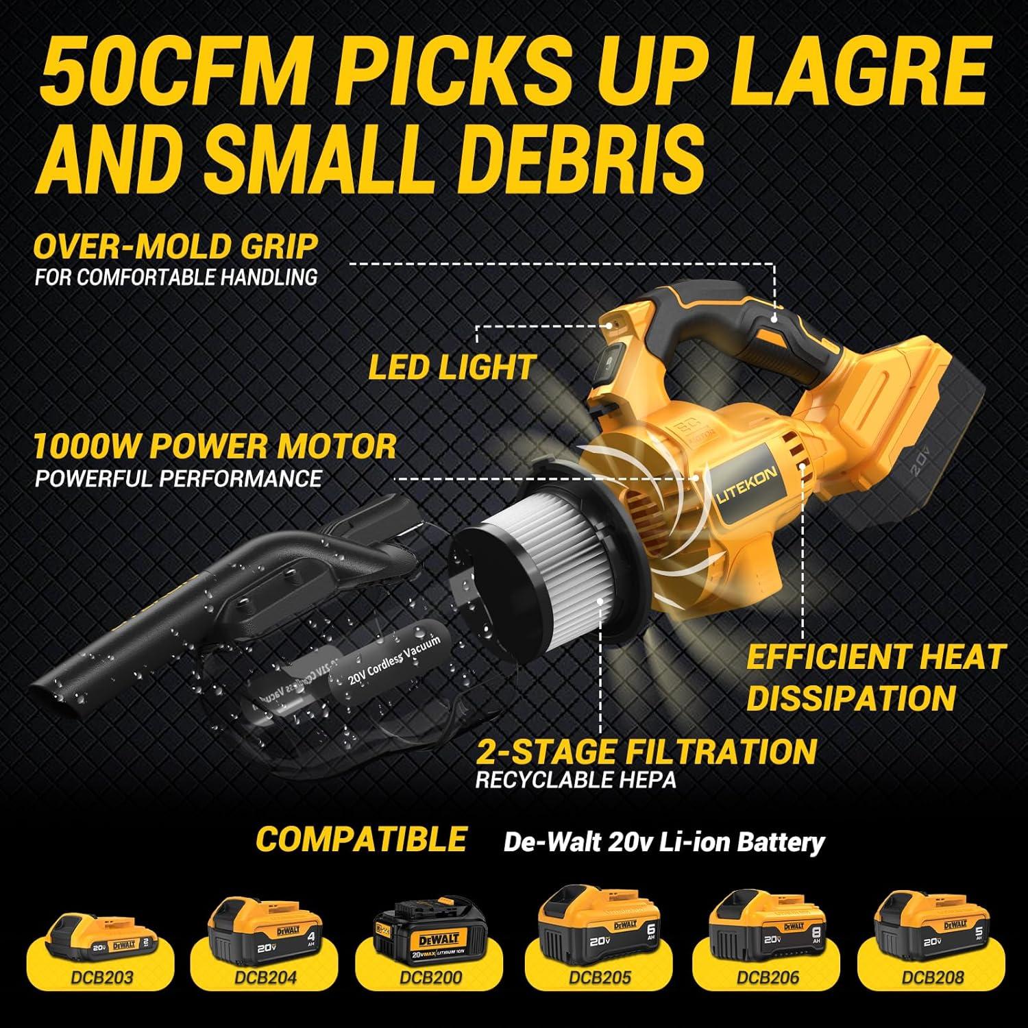 Aspiradora Inalámbrica LITEKON 125AW 700ml para 20V