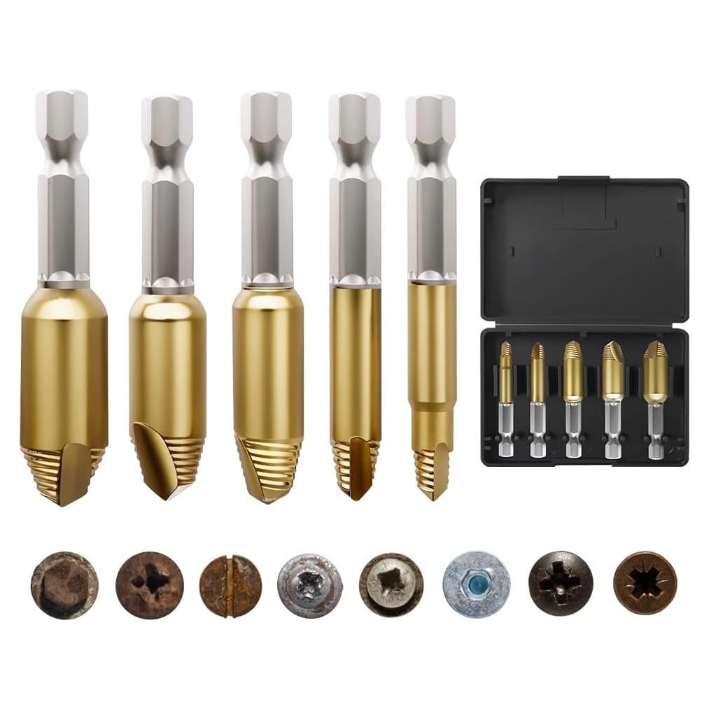 Juego de Extractores de Tornillos Dañados PRYZALO 5 Piezas HSS