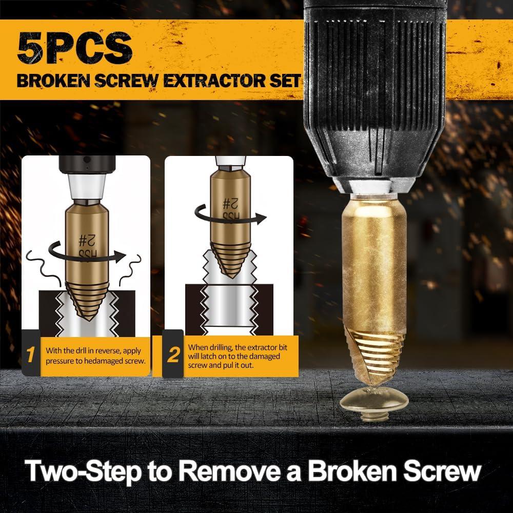 Juego de Extractores de Tornillos Dañados PRYZALO 5 Piezas HSS