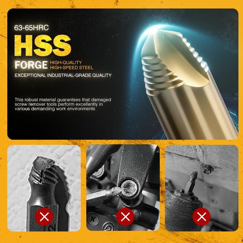 Juego de Extractores de Tornillos Dañados PRYZALO 5 Piezas HSS