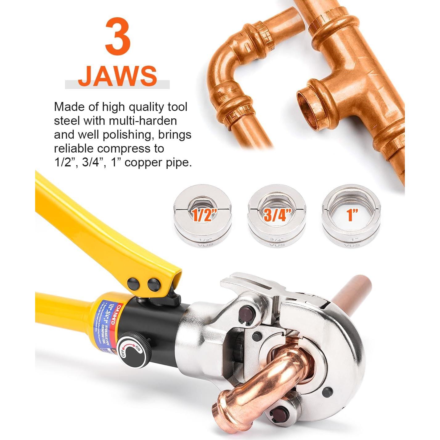 Juego de herramientas de prensado CHANHYD para tubos de cobre 1/2, 3/4 y 1"