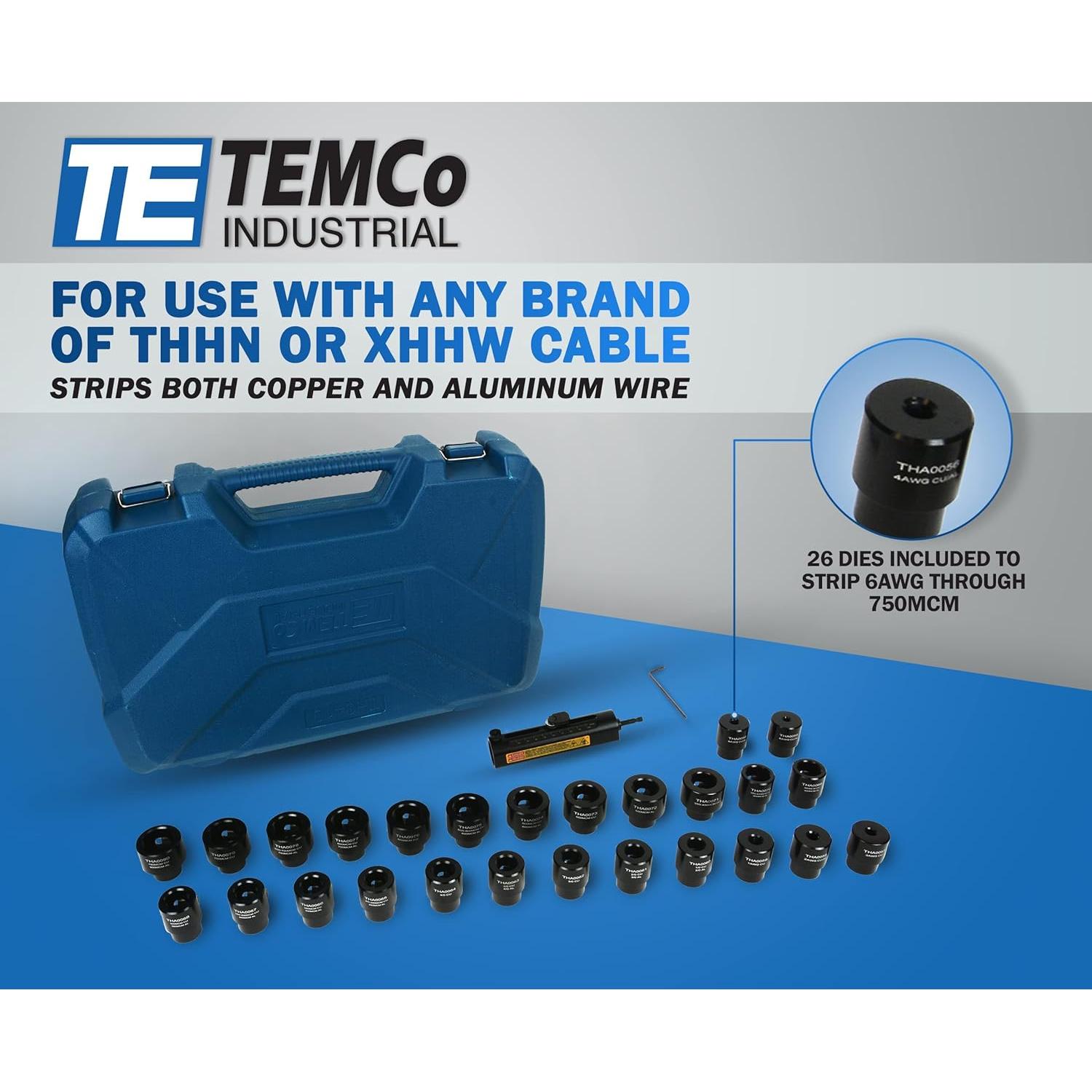 Desforradora de Cables TEMCo TH0410 con 26 Bujes Ajustables