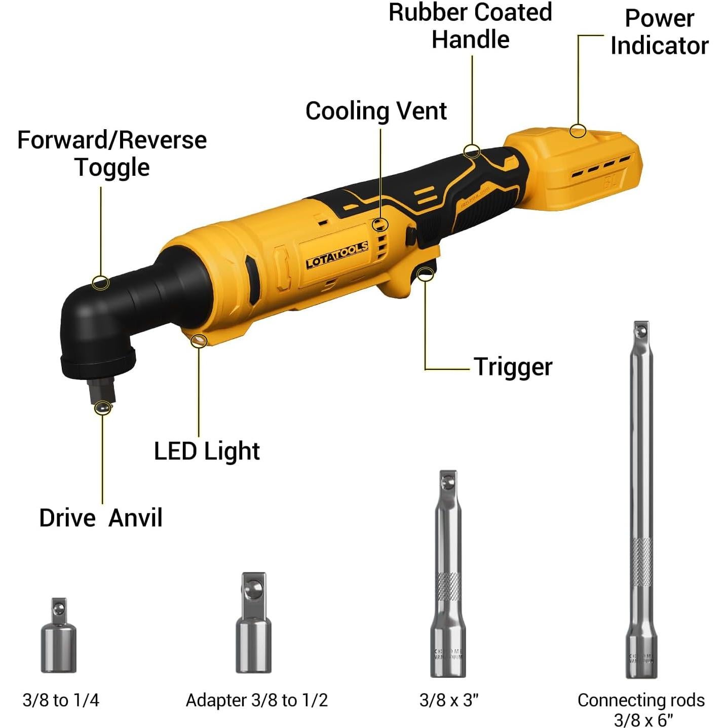 Llave de Trinquete Eléctrica LotaTools 3/8" 12.6 kg-m