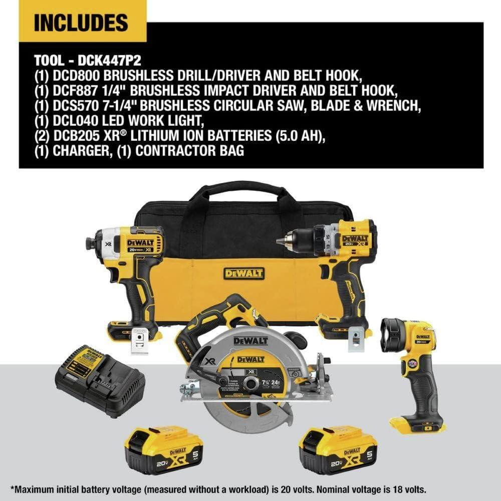 Kit de Herramientas Dewalt DCK447P2 20V Sin Escobillas 4 Piezas