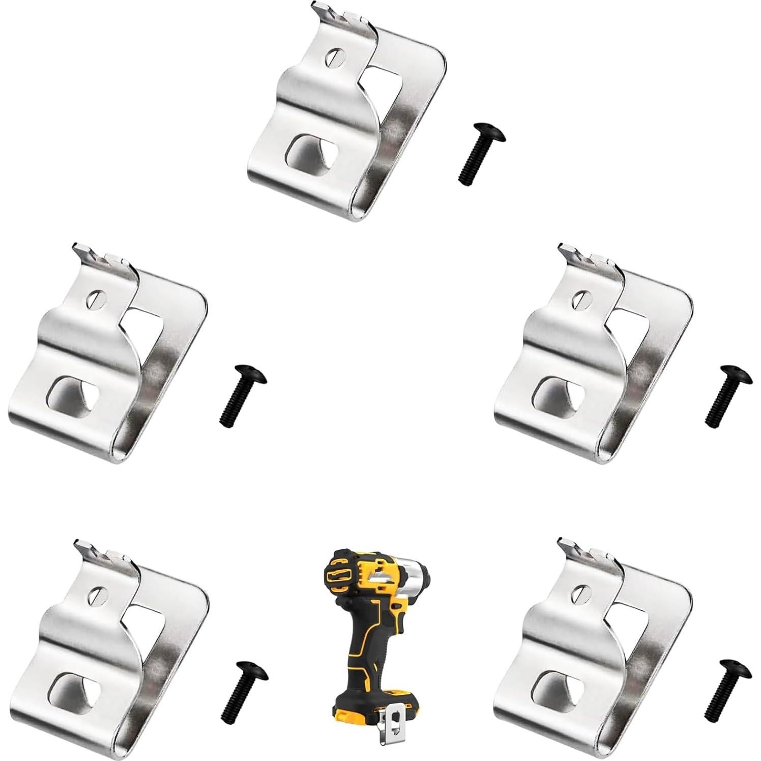 5 Clips de Cinturón Acero Inoxidable Dewalt N268241 20V