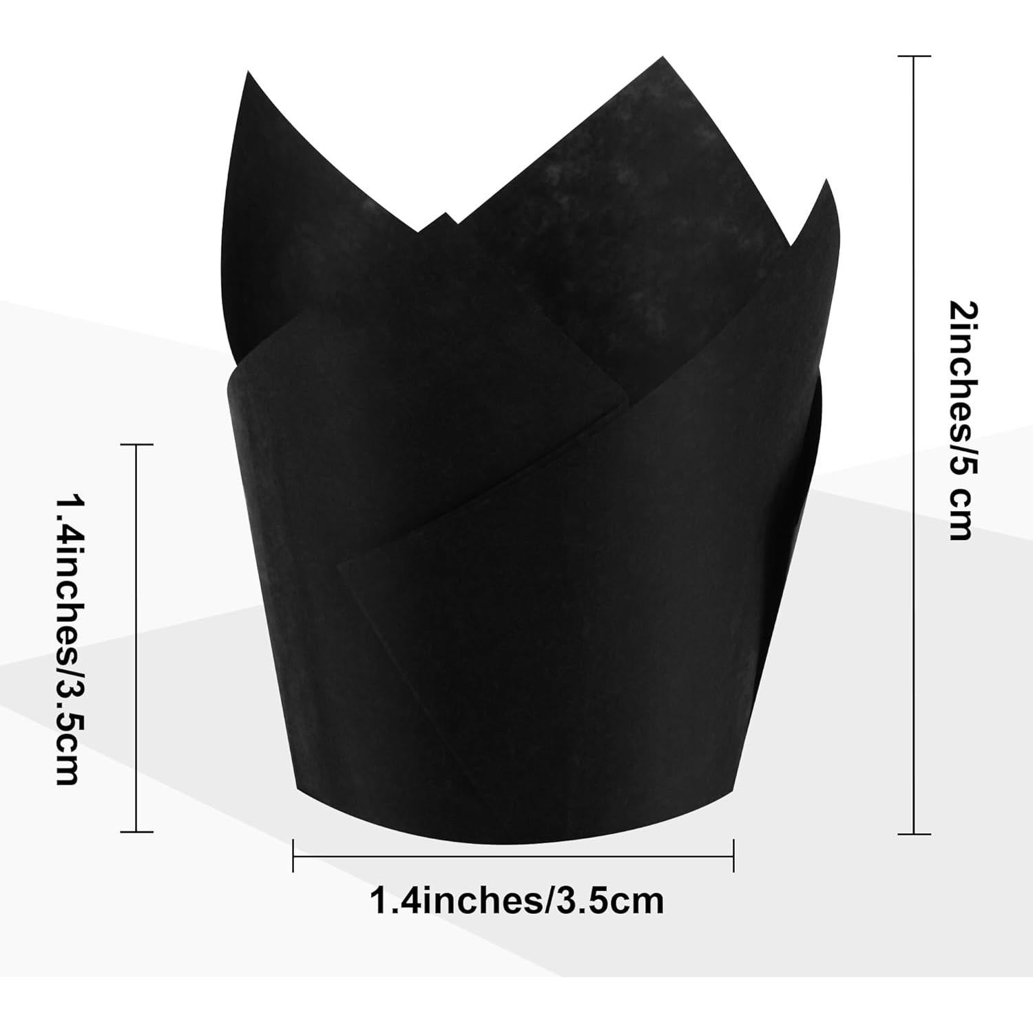 Mini Tazas para Hornear Tulipán Ruisita 150 Piezas Negro