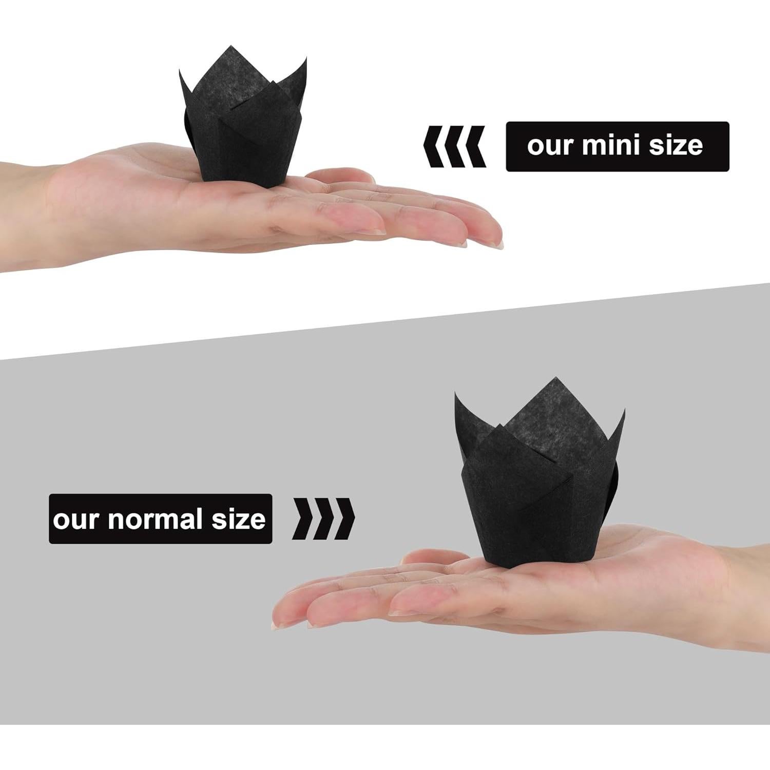 Mini Tazas para Hornear Tulipán Ruisita 150 Piezas Negro