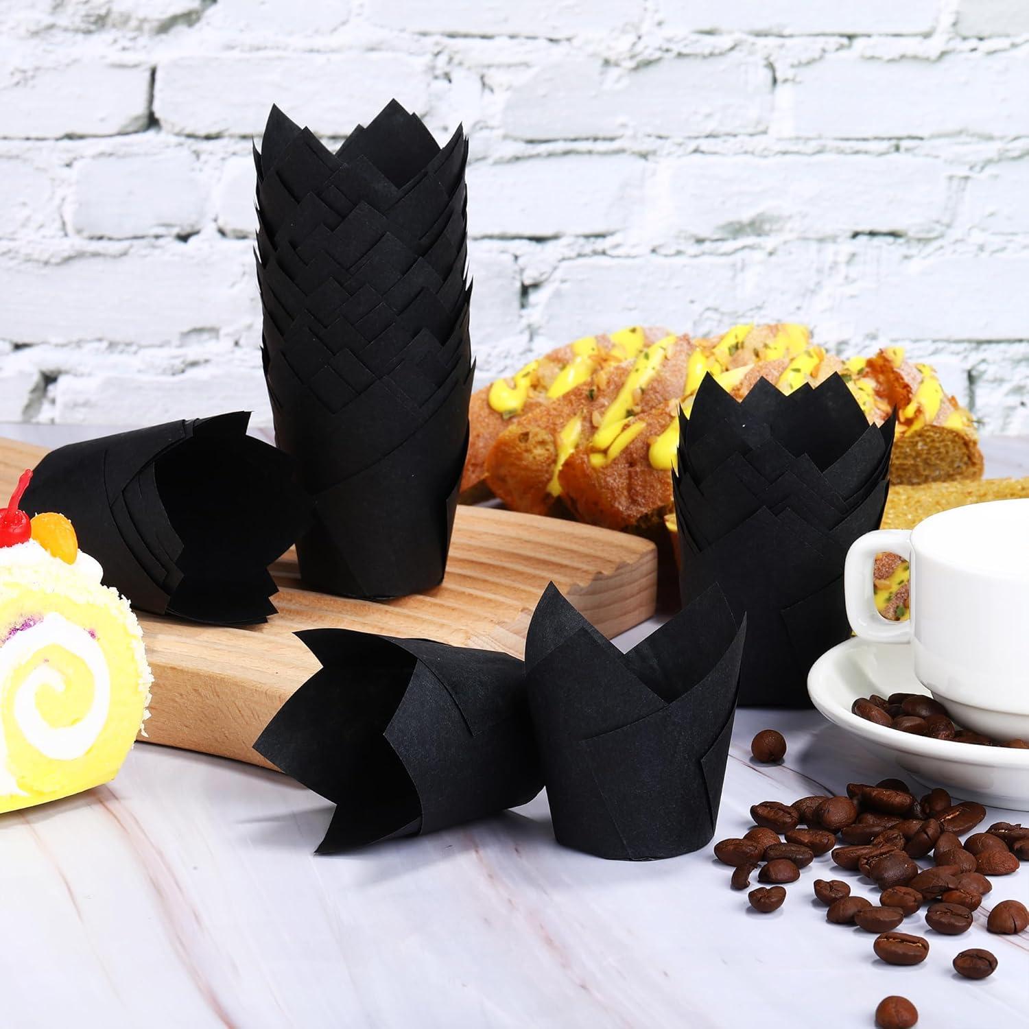 Mini Tazas para Hornear Tulipán Ruisita 150 Piezas Negro