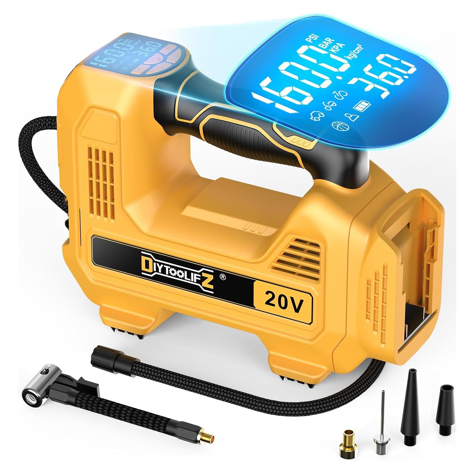 Compresor de Aire Portátil DIYtoolifz 20V 160PSI con Luz LED
