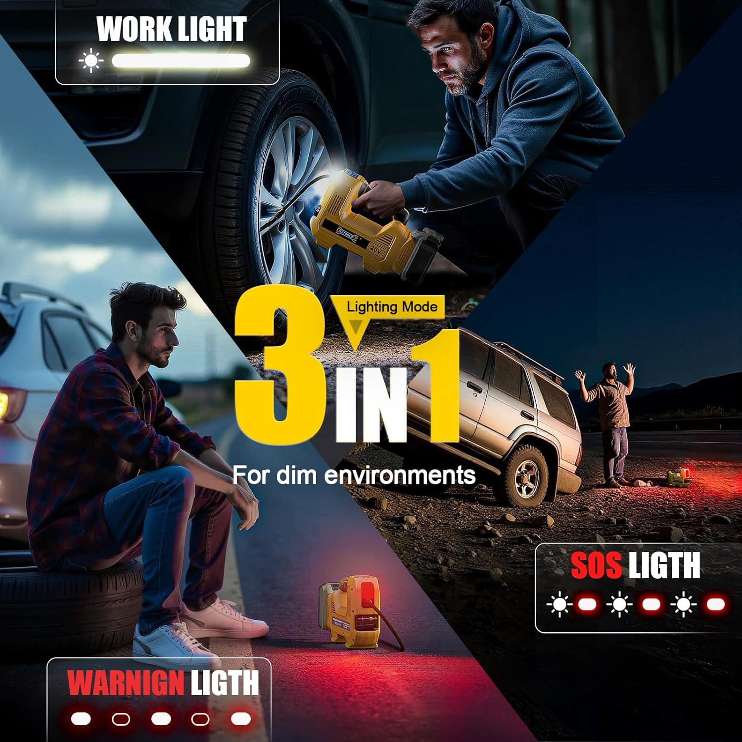 Compresor de Aire Portátil DIYtoolifz 20V 160PSI con Luz LED