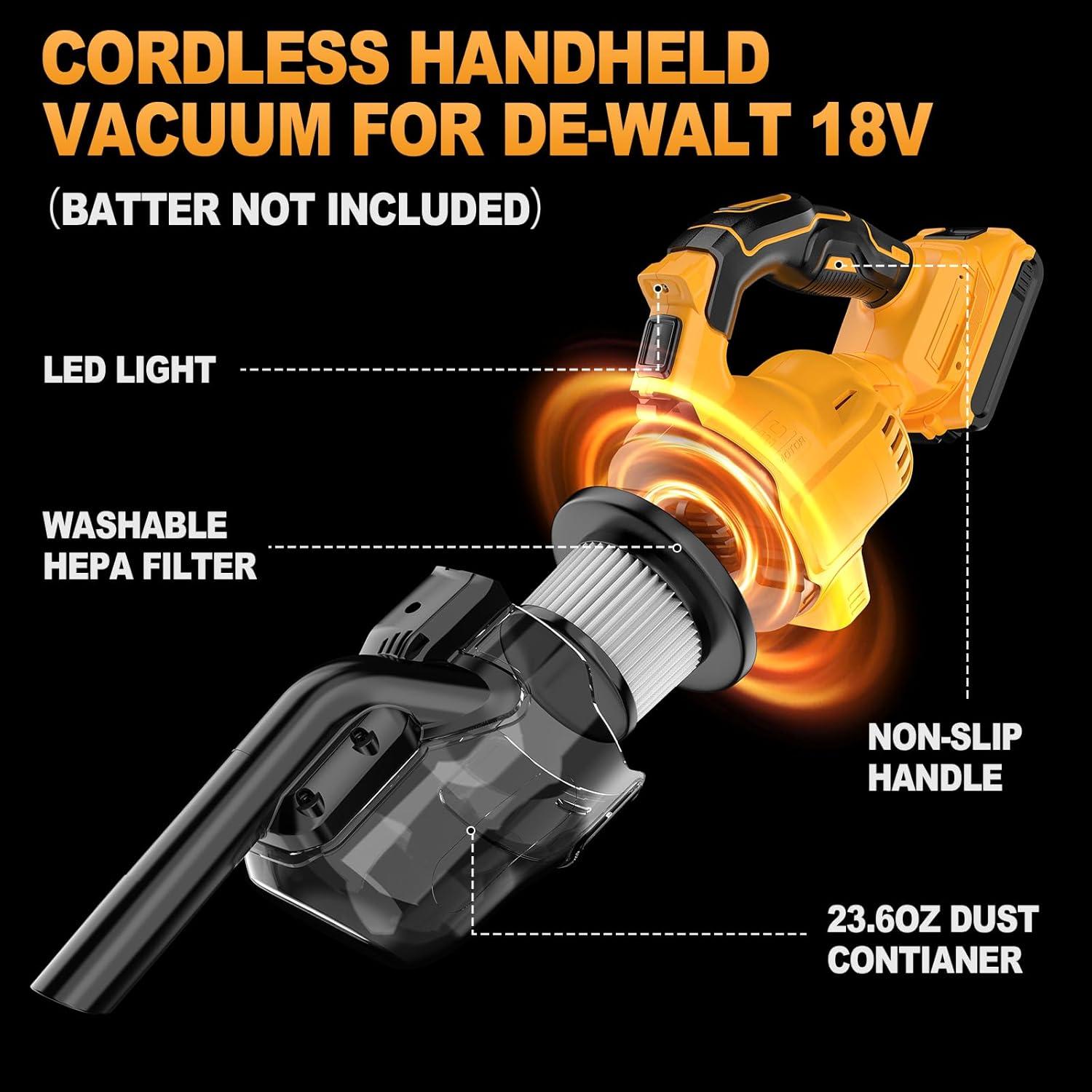 Aspiradora Inalámbrica Dewalt 20V con Filtros HEPA y Accesorios