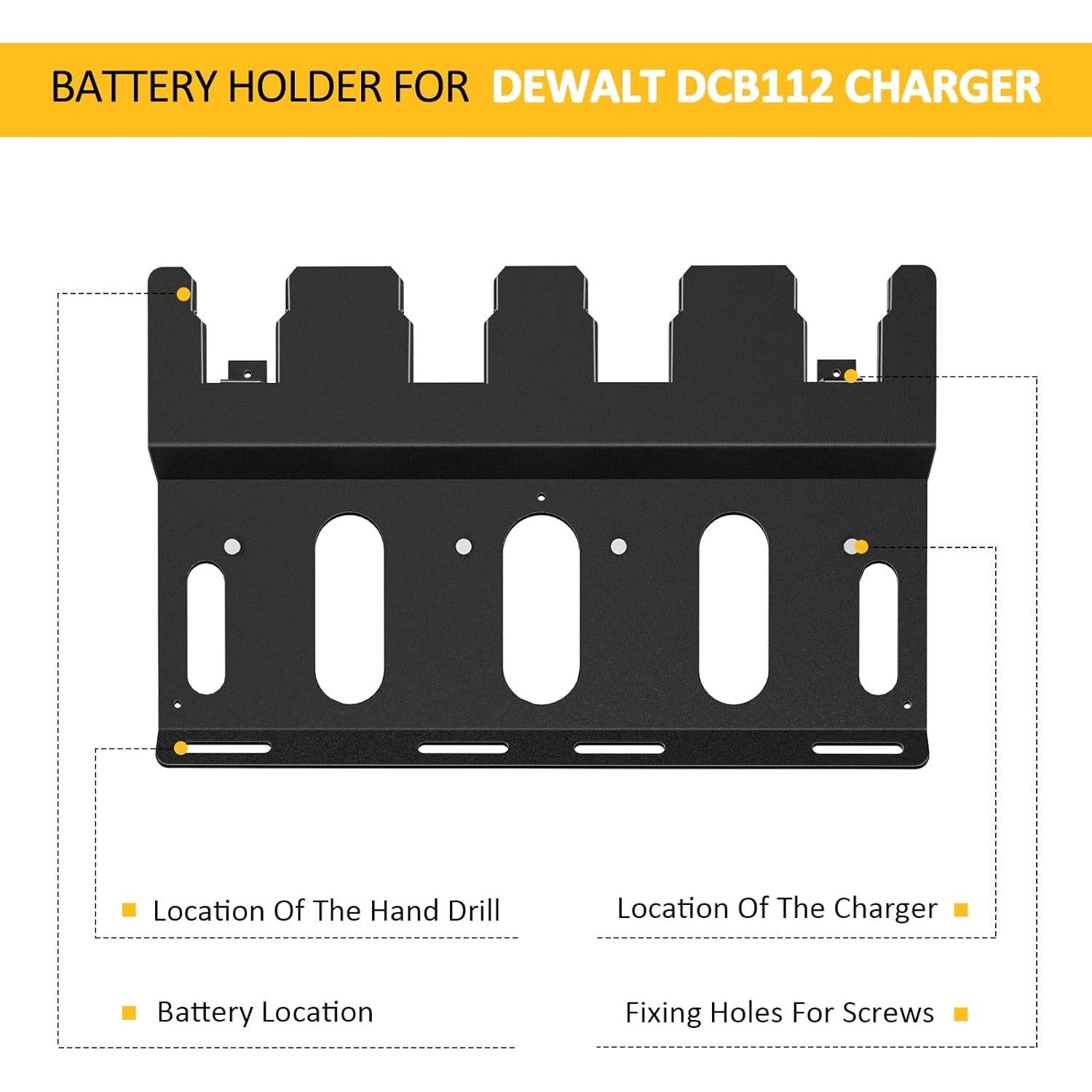 Soporte de Montaje en Pared Riuog para Baterías DeWalt DCB112