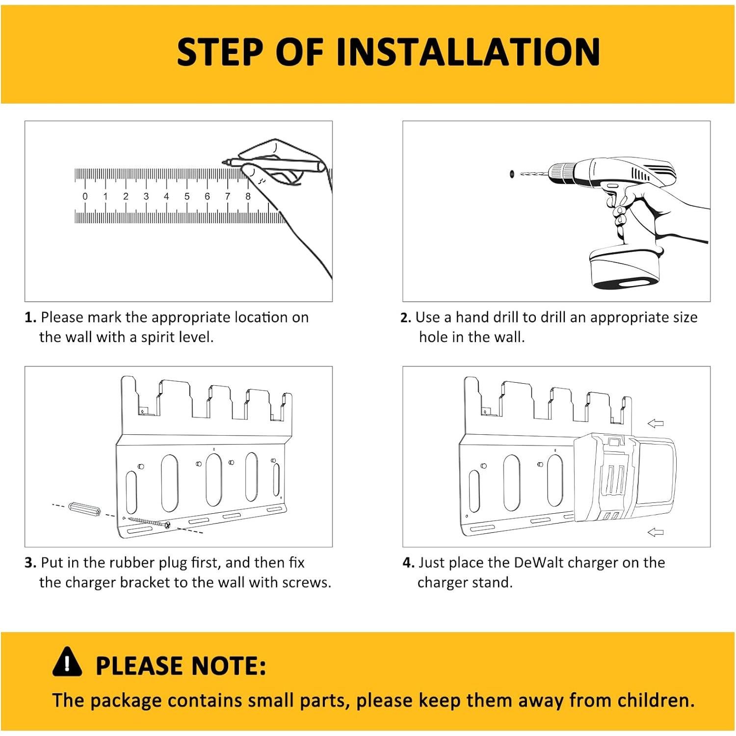 Soporte de Montaje en Pared Riuog para Baterías DeWalt DCB112