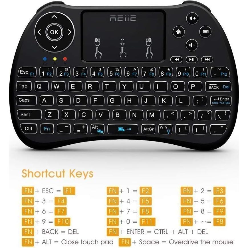 Teclado Mini Inalámbrico Reiie H9+ con Touchpad y LED
