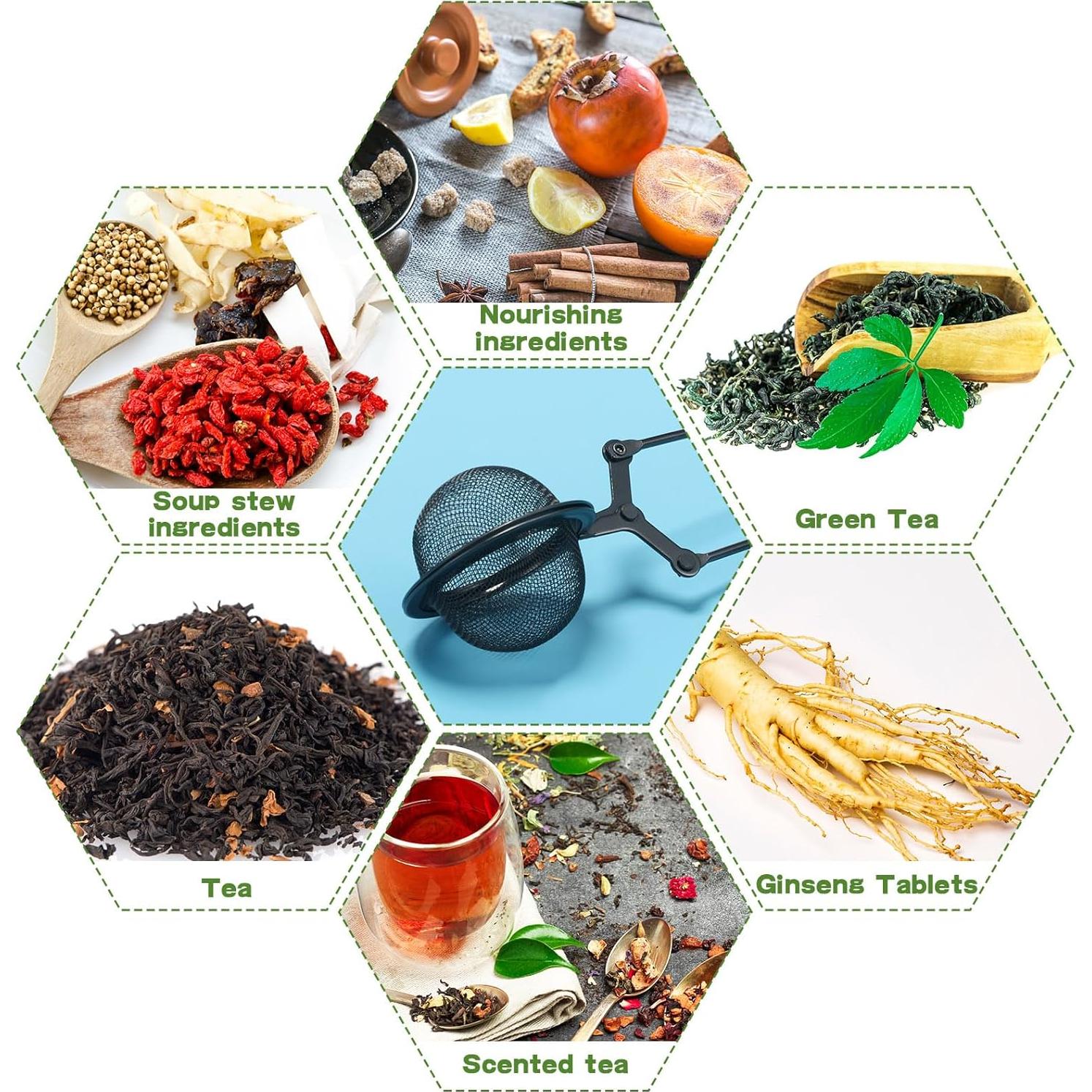 Infusores de Té de Acero Inoxidable Yinder - 20 Pcs Negro