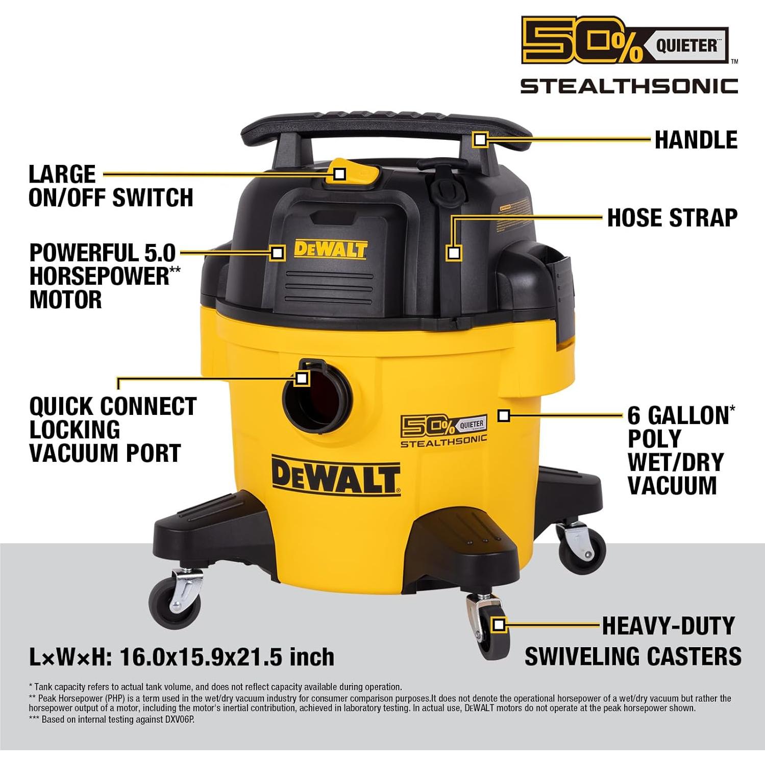 Aspiradora Húmeda y Seca DEWALT DXV06P-QT 6 Galones 5 HP
