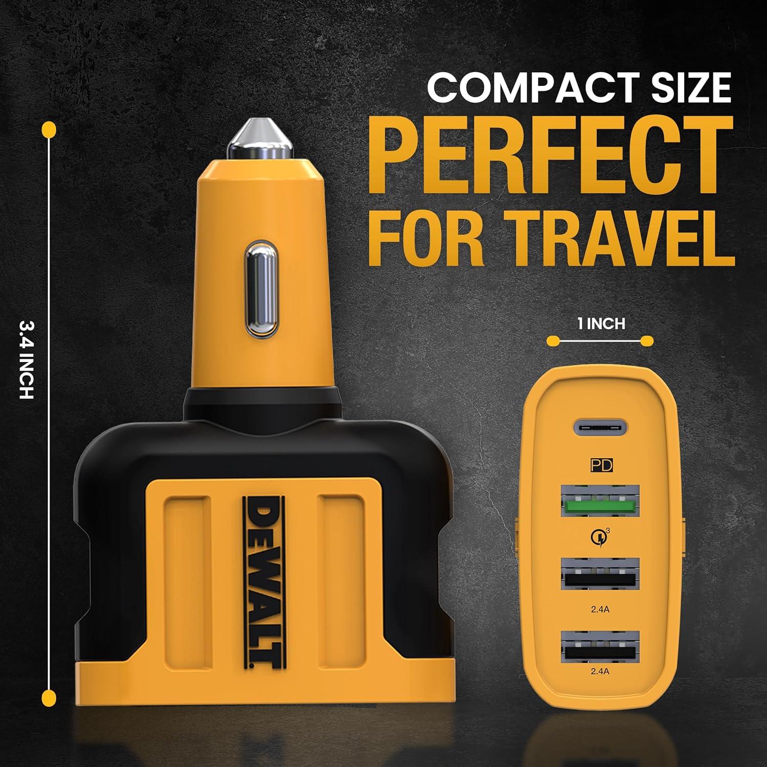 Cargador de coche USB C DEWALT 4 puertos 60W rápido