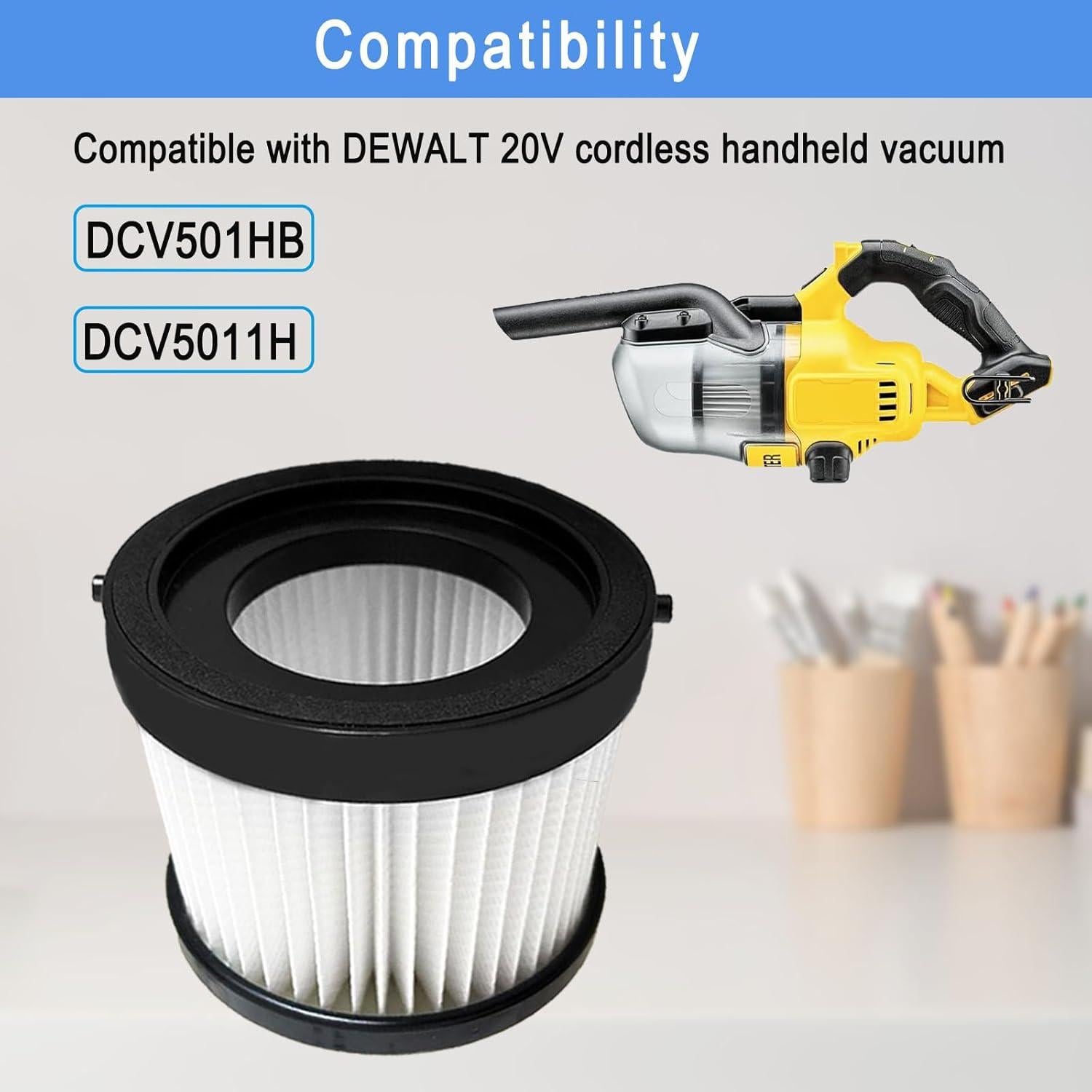 Paquete de 6 Filtros HEPA Rjnlsc para Aspiradora DEWALT 20V