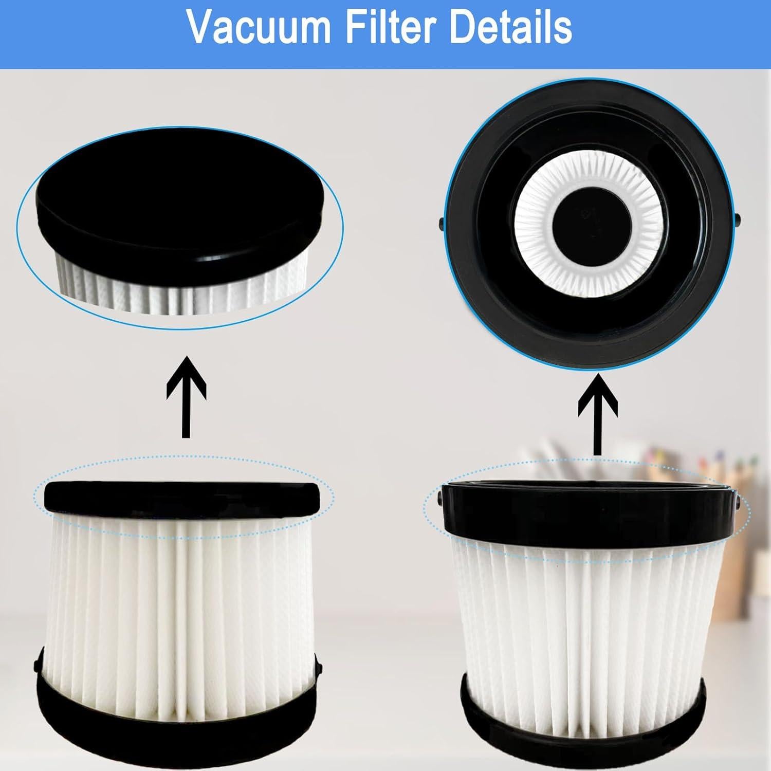 Paquete de 6 Filtros HEPA Rjnlsc para Aspiradora DEWALT 20V