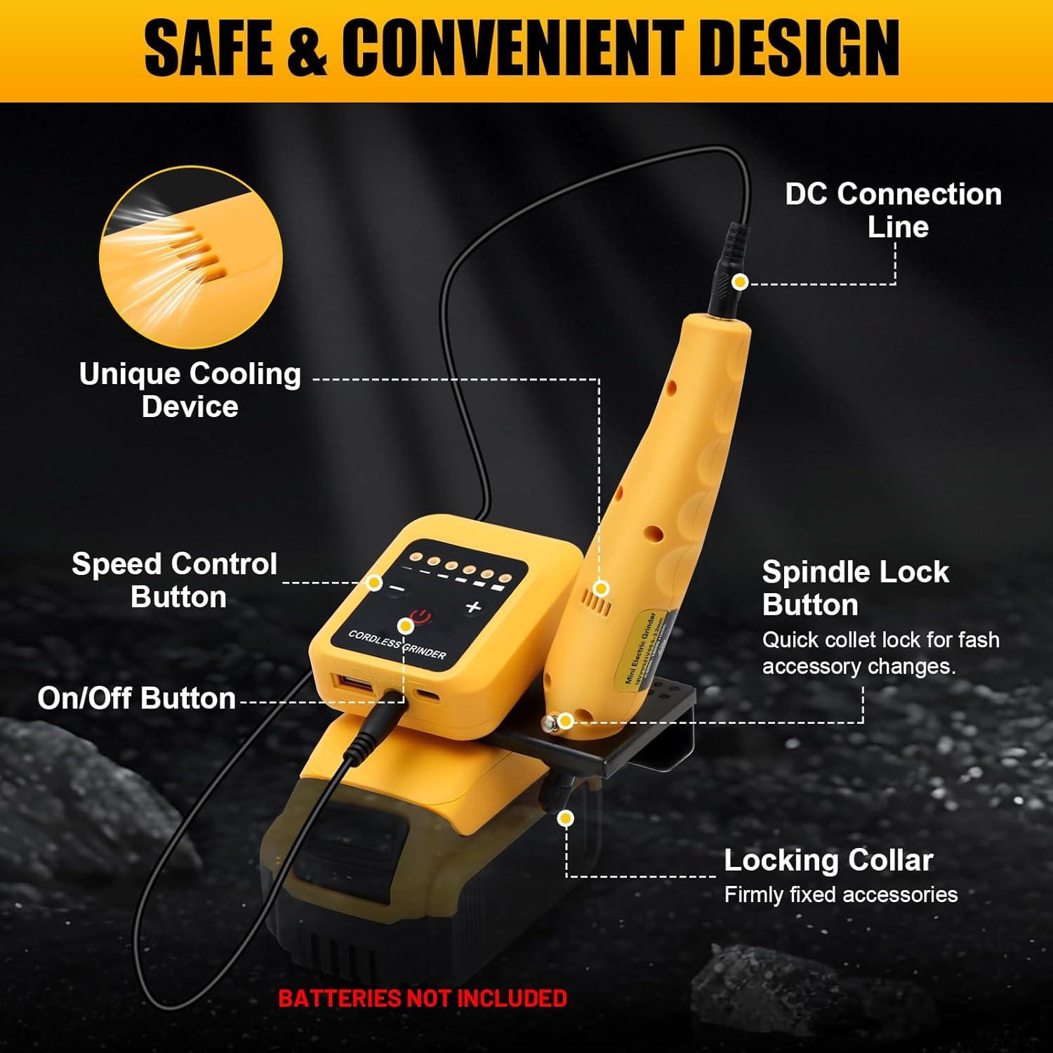 Herramienta Rotativa Inalámbrica DEWALT 20V Max, 6 Velocidades, 25 Accesorios