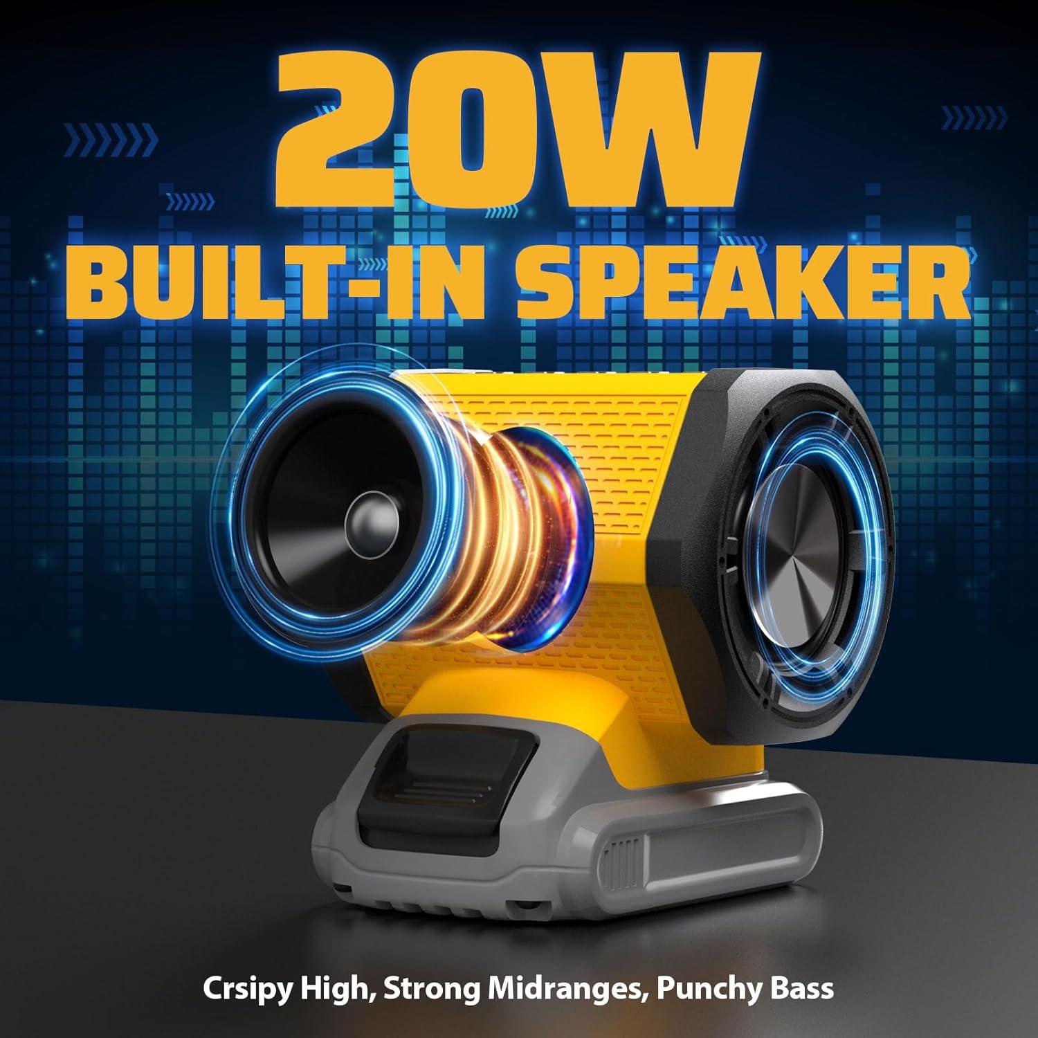 Altavoz Bluetooth DeWALT 20V Max con Carga USB-C 20W