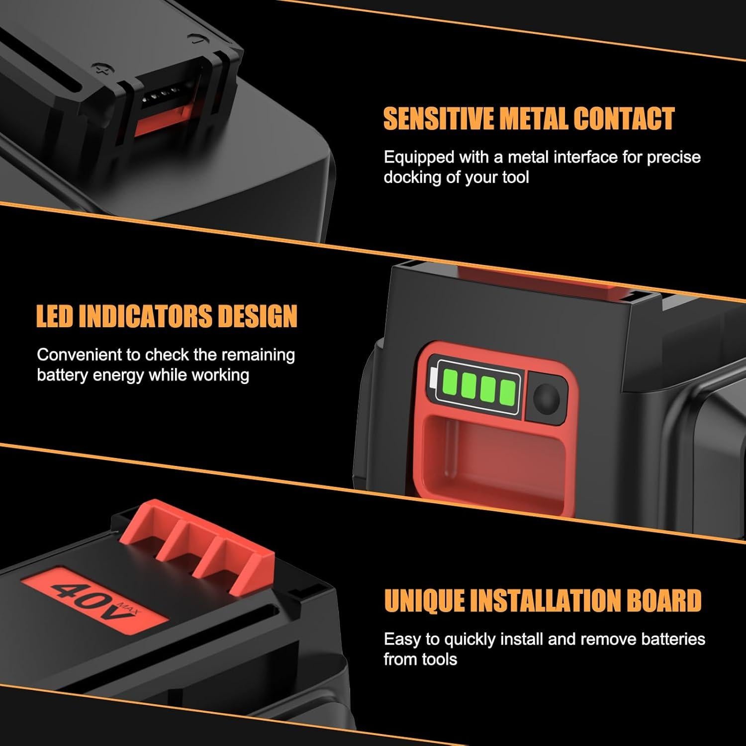 Batería de Reemplazo 3600mAh Black and Decker 40V Amarillo