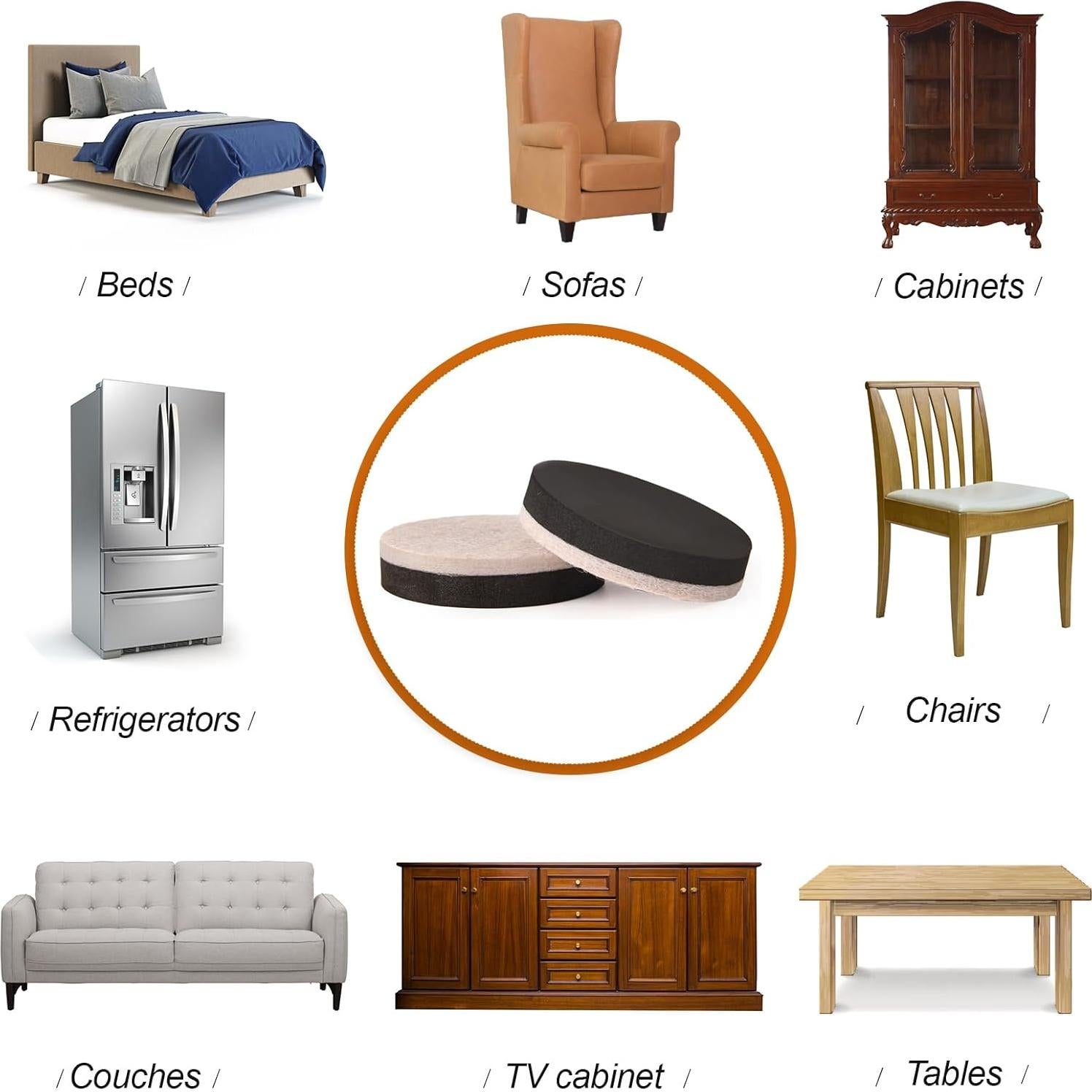 Deslizadores de Muebles de Fieltro EASTWONDER 16 PCS 7.62 cm