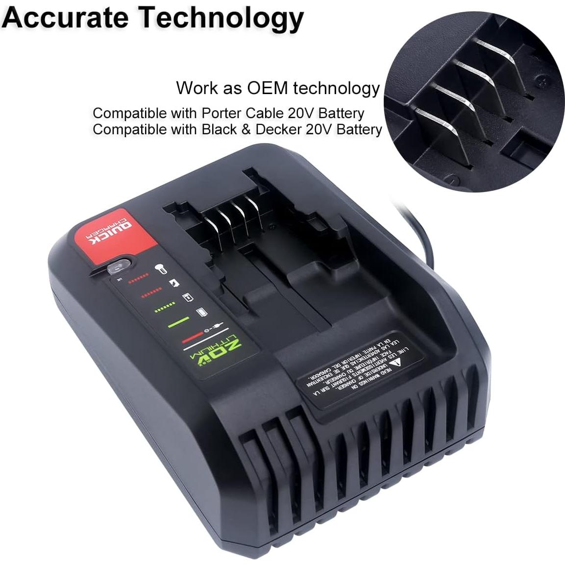 Cargador Rápido Biswaye PCC692L 20V Compatible Porter-Cable y Black & Decker