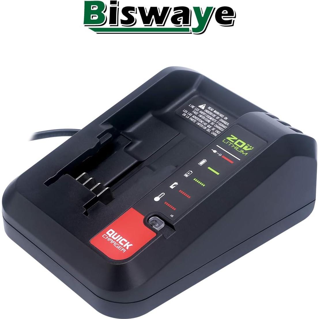 Cargador Rápido Biswaye PCC692L 20V Compatible Porter-Cable y Black & Decker