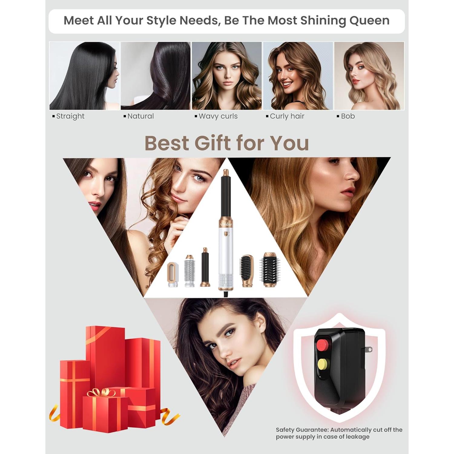 Secador y Cepillo 6 en 1 Ukliss - Estilizador Iónico para Cabello