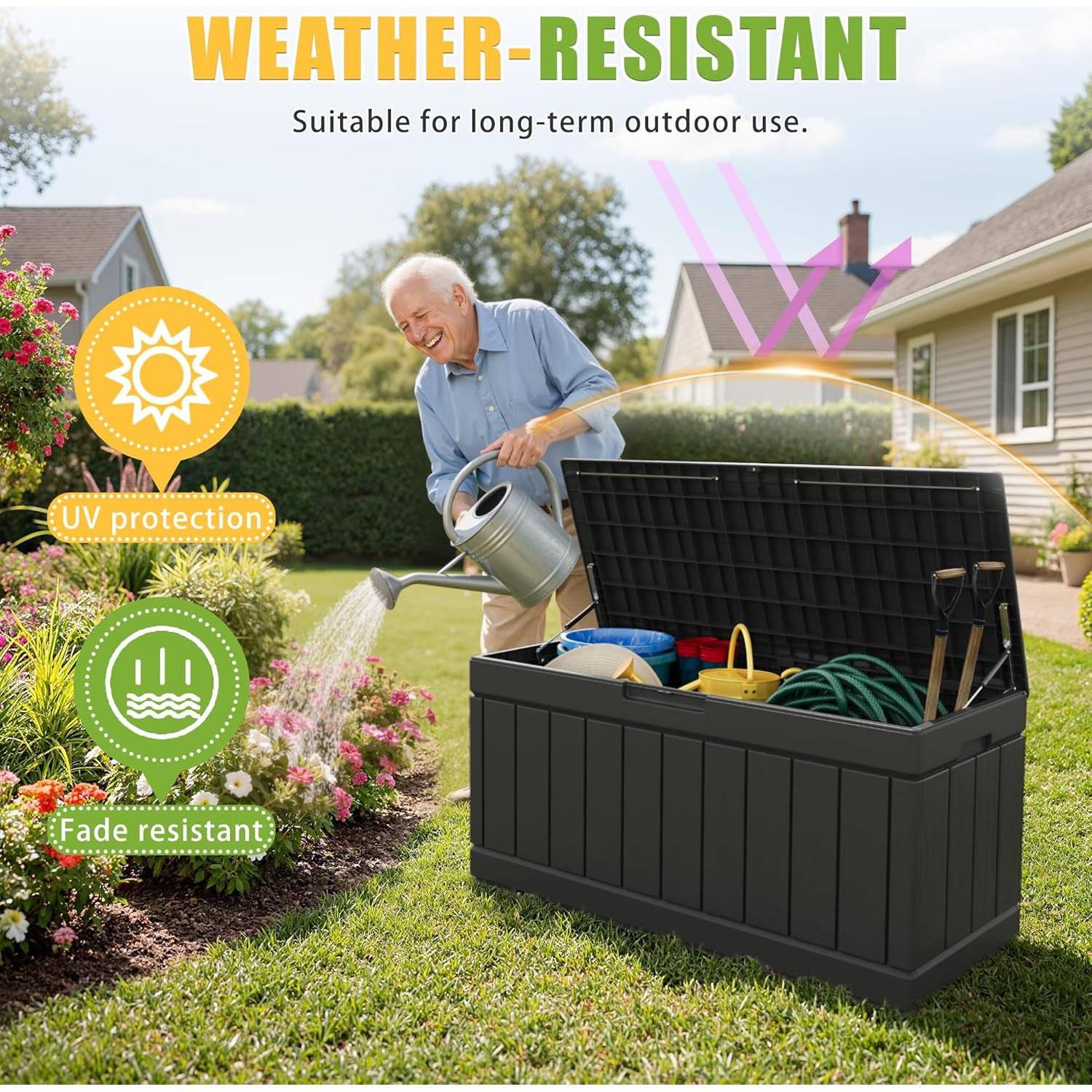 Caja de Almacenamiento Exterior Greesum 310L Negra con Cerradura